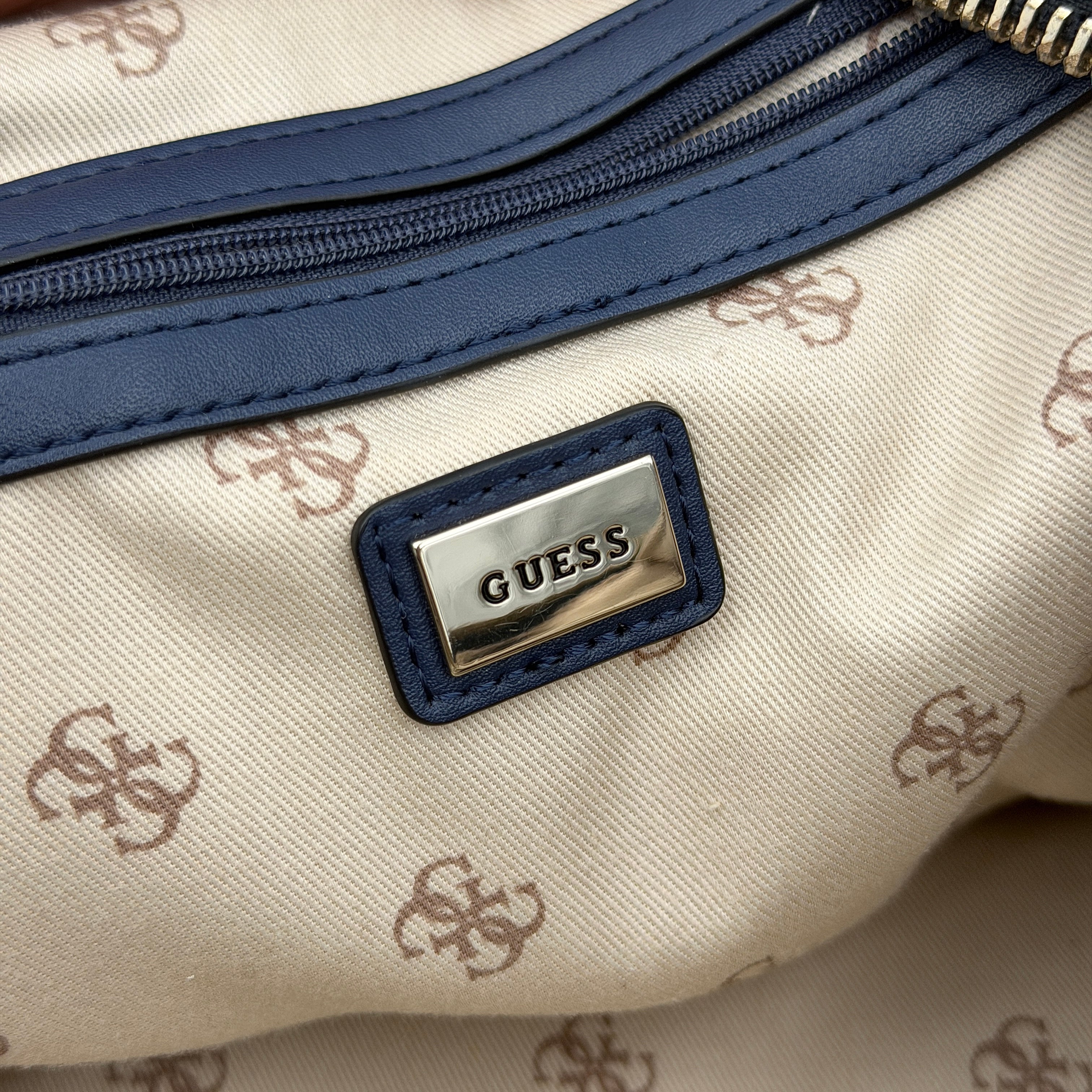 Guess Monogram Varsity Pop Denim Backpack Blue