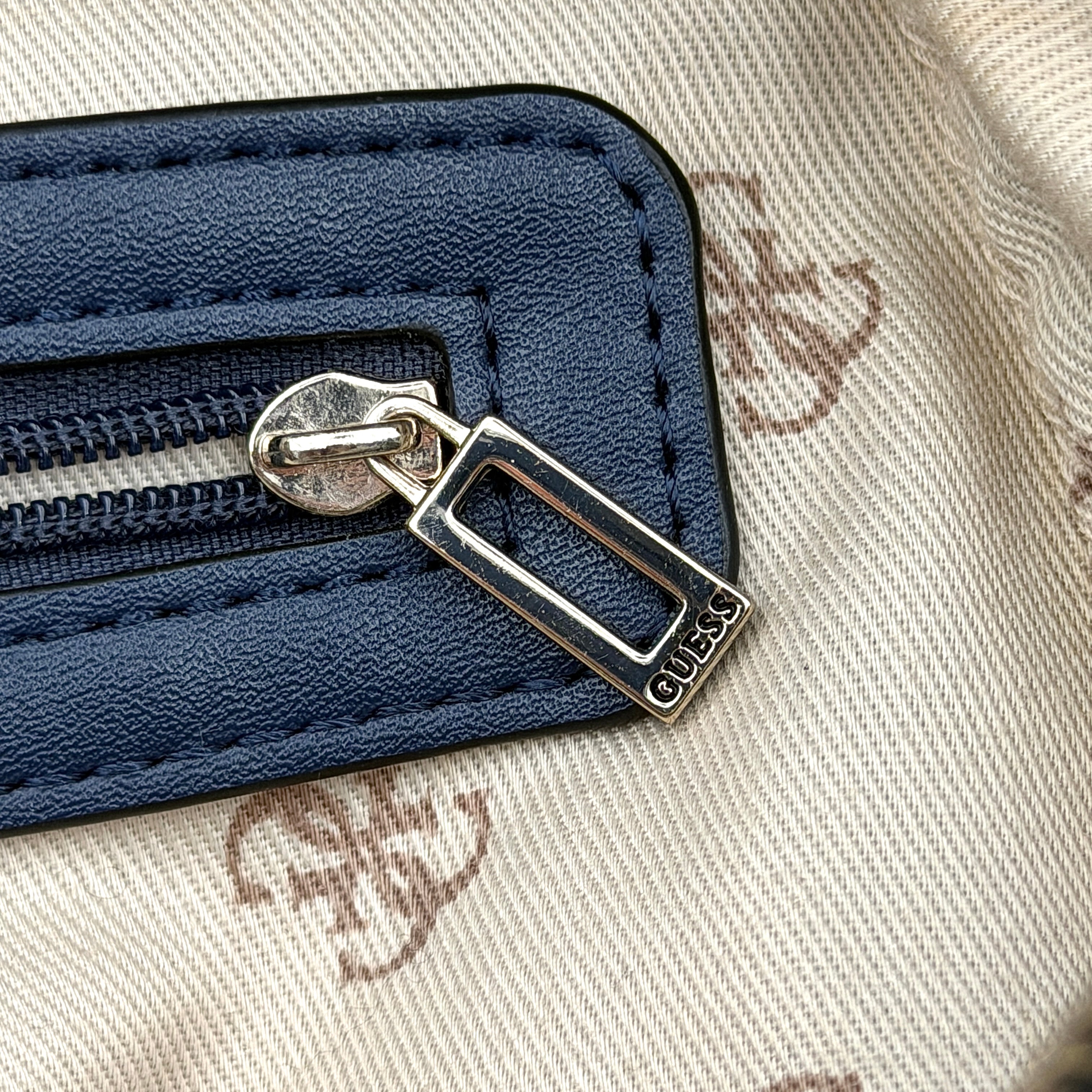 Guess Monogram Varsity Pop Denim Backpack Blue