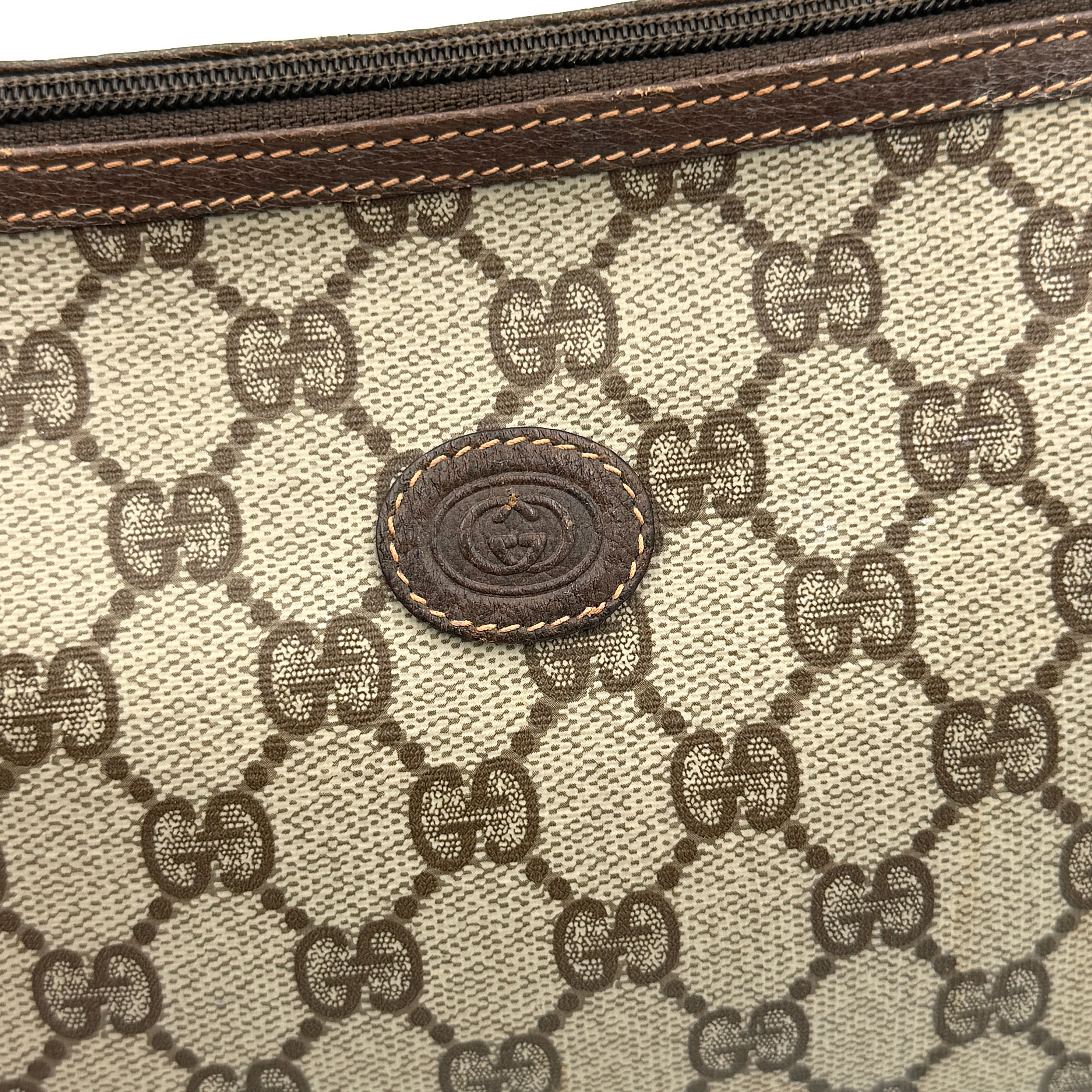 Gucci GG Monogram Supreme Clutch Bag Beige