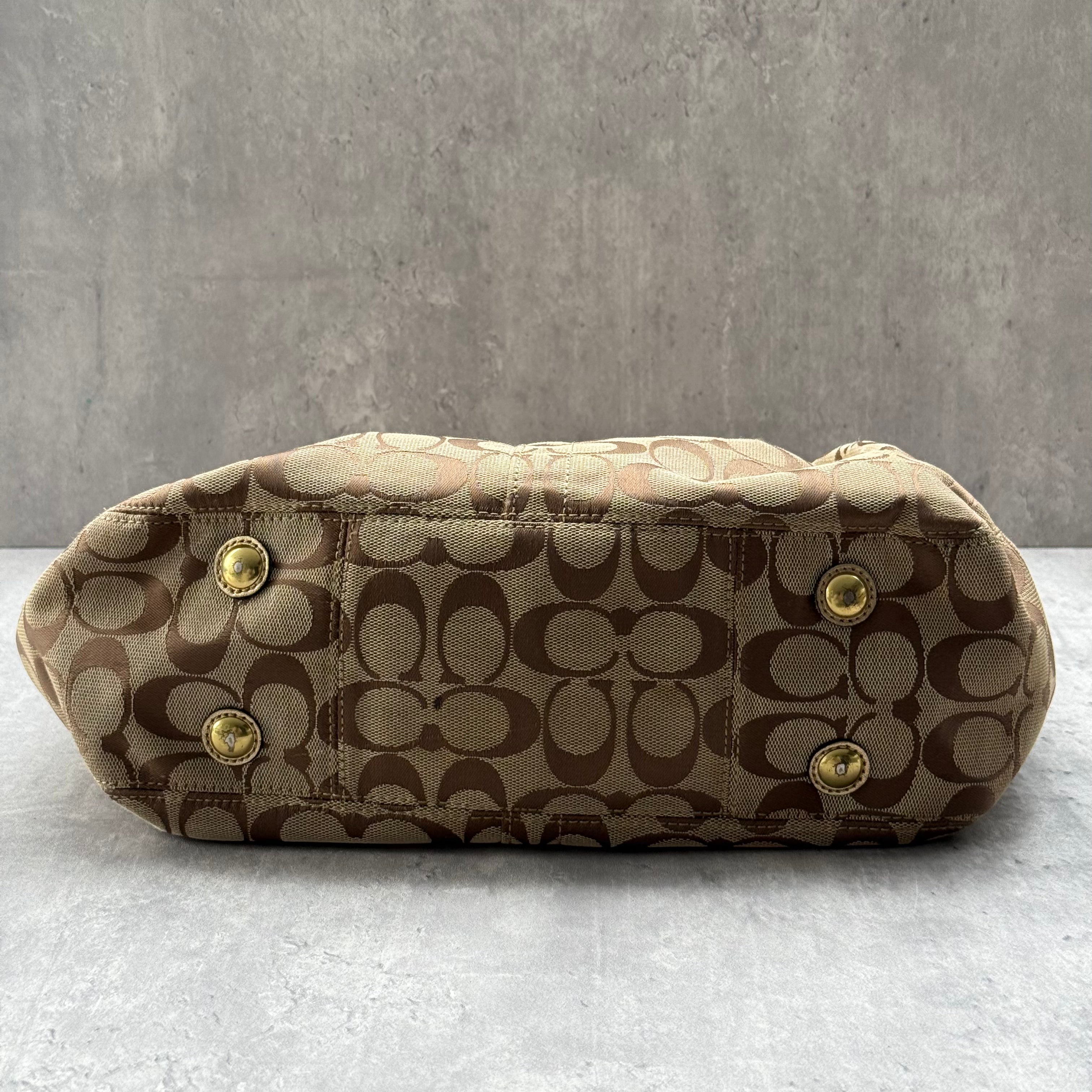 Coach Signature Hampton Carryall Tote Bag Beige/Gold