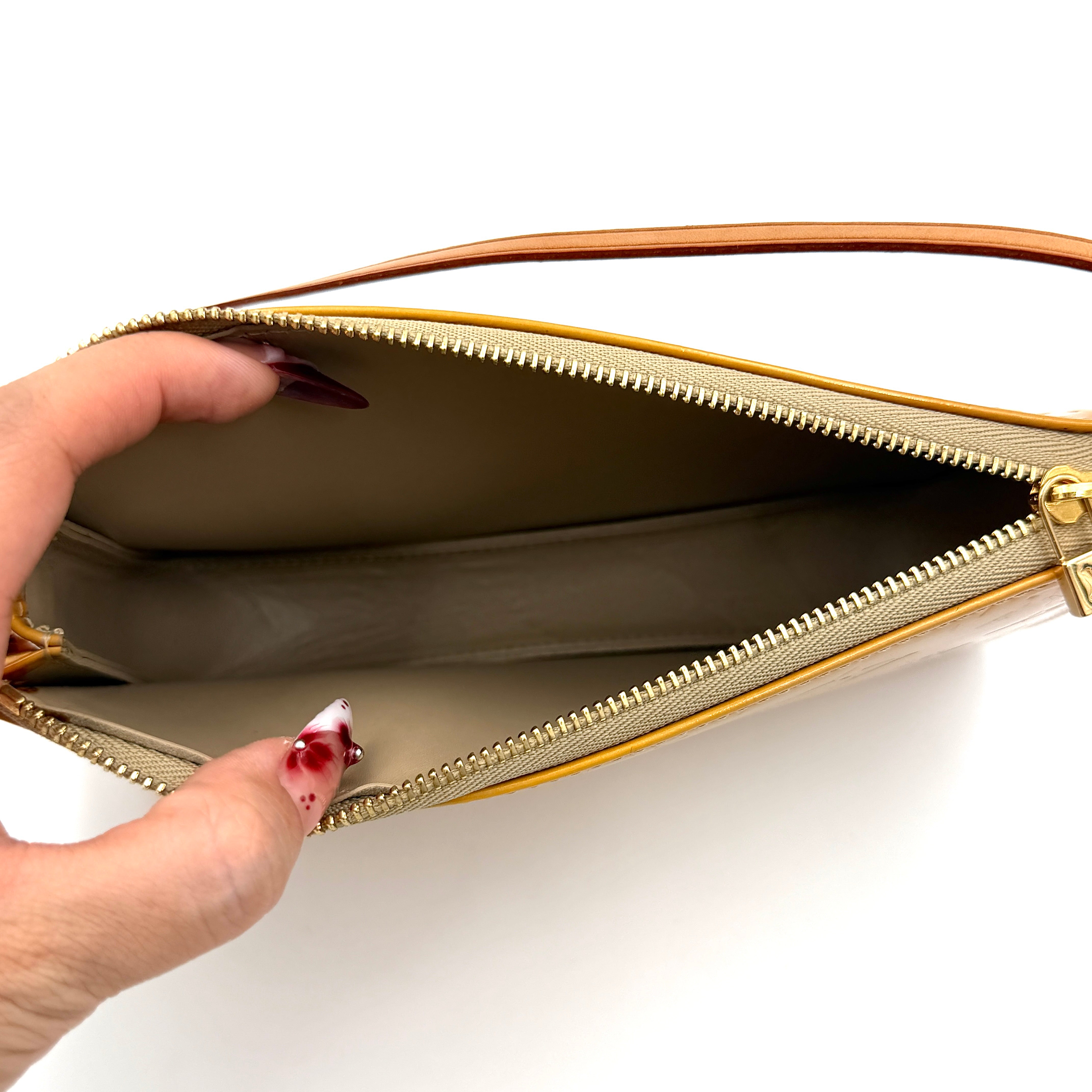 Louis Vuitton Monogram Lexington Vernis Pochette Bag Yellow