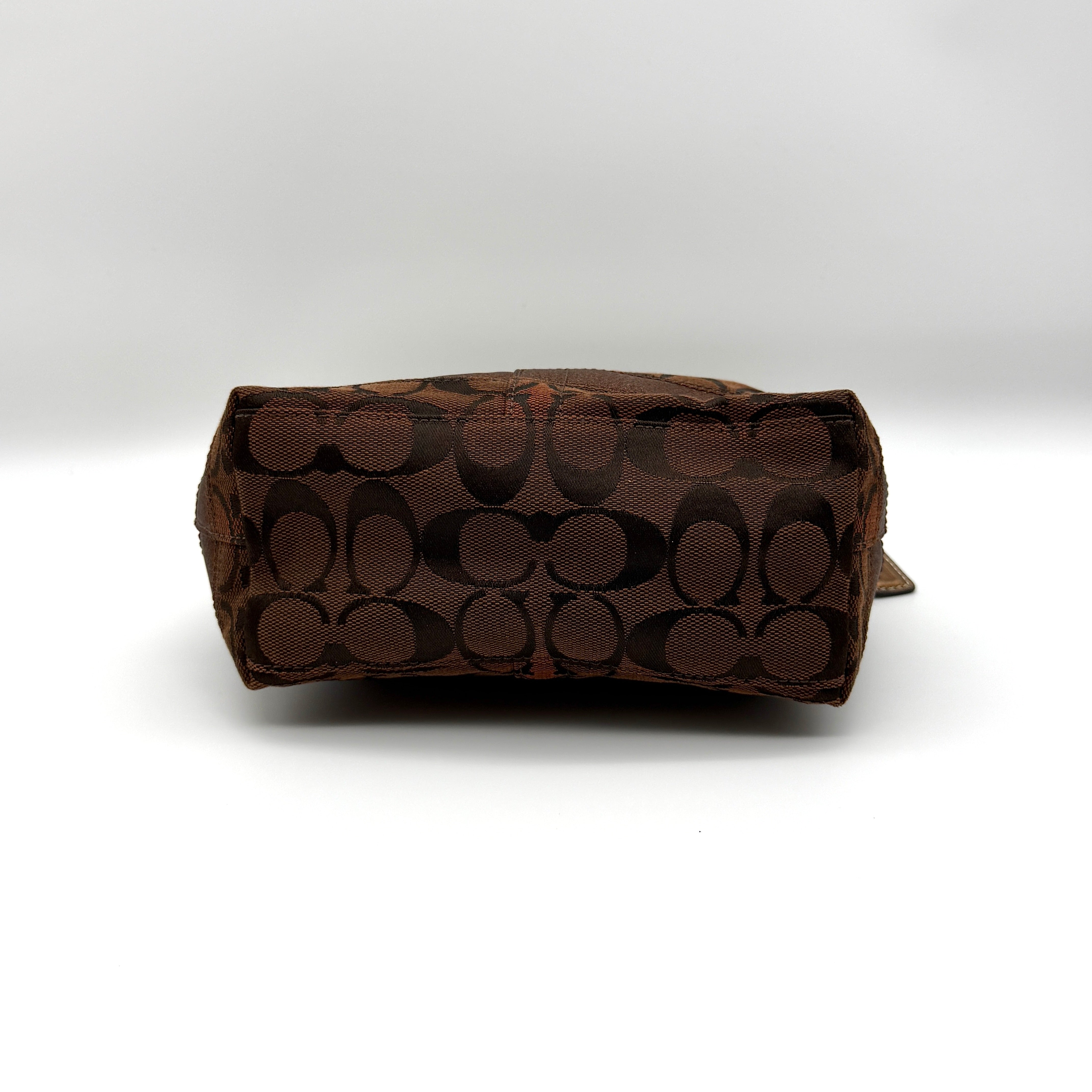 Coach Signature Mini Hobo Stripe Shoulder Bag Brown