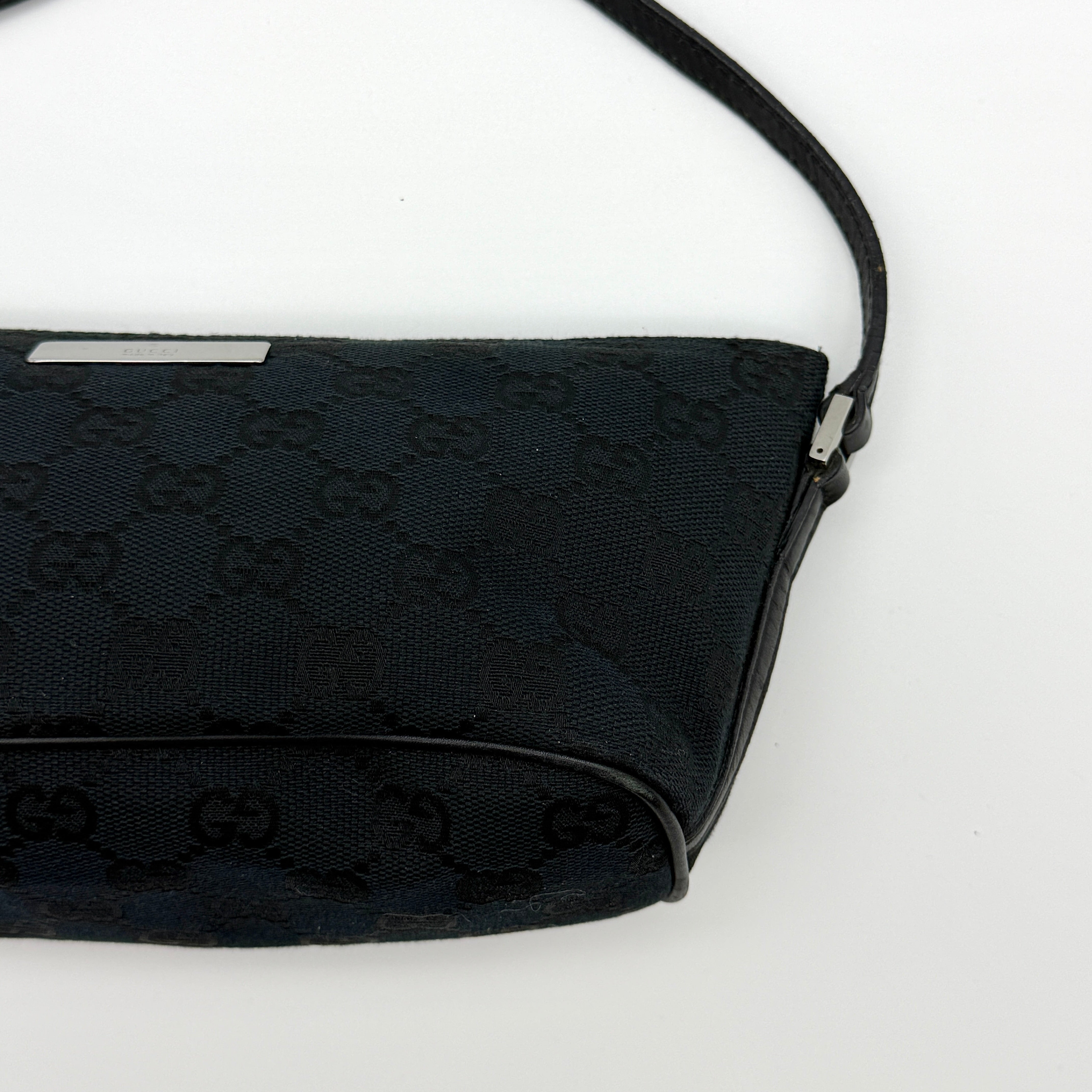 Gucci GG Monogram Pochette Boat Shoulder Bag Black