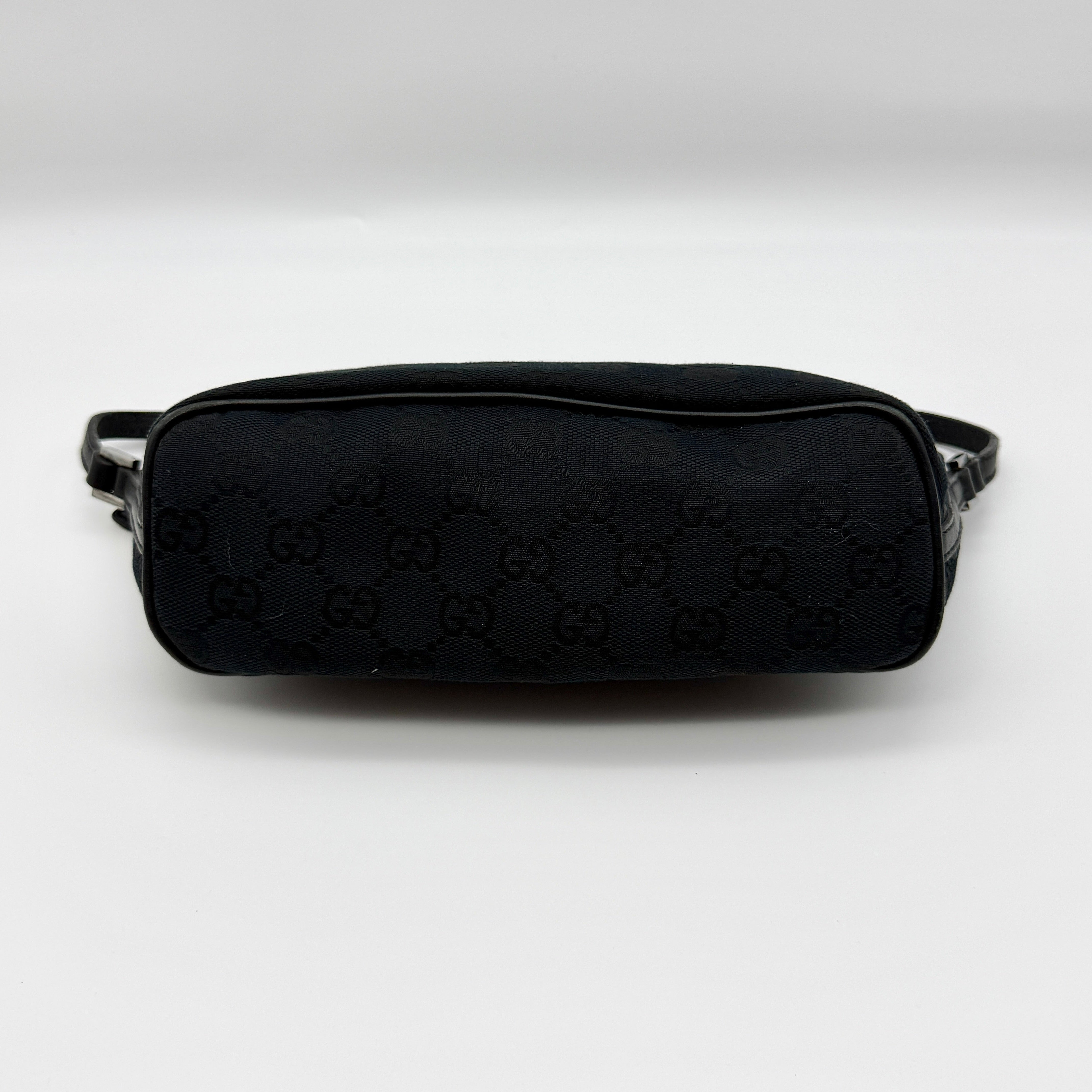 Gucci GG Monogram Pochette Boat Shoulder Bag Black