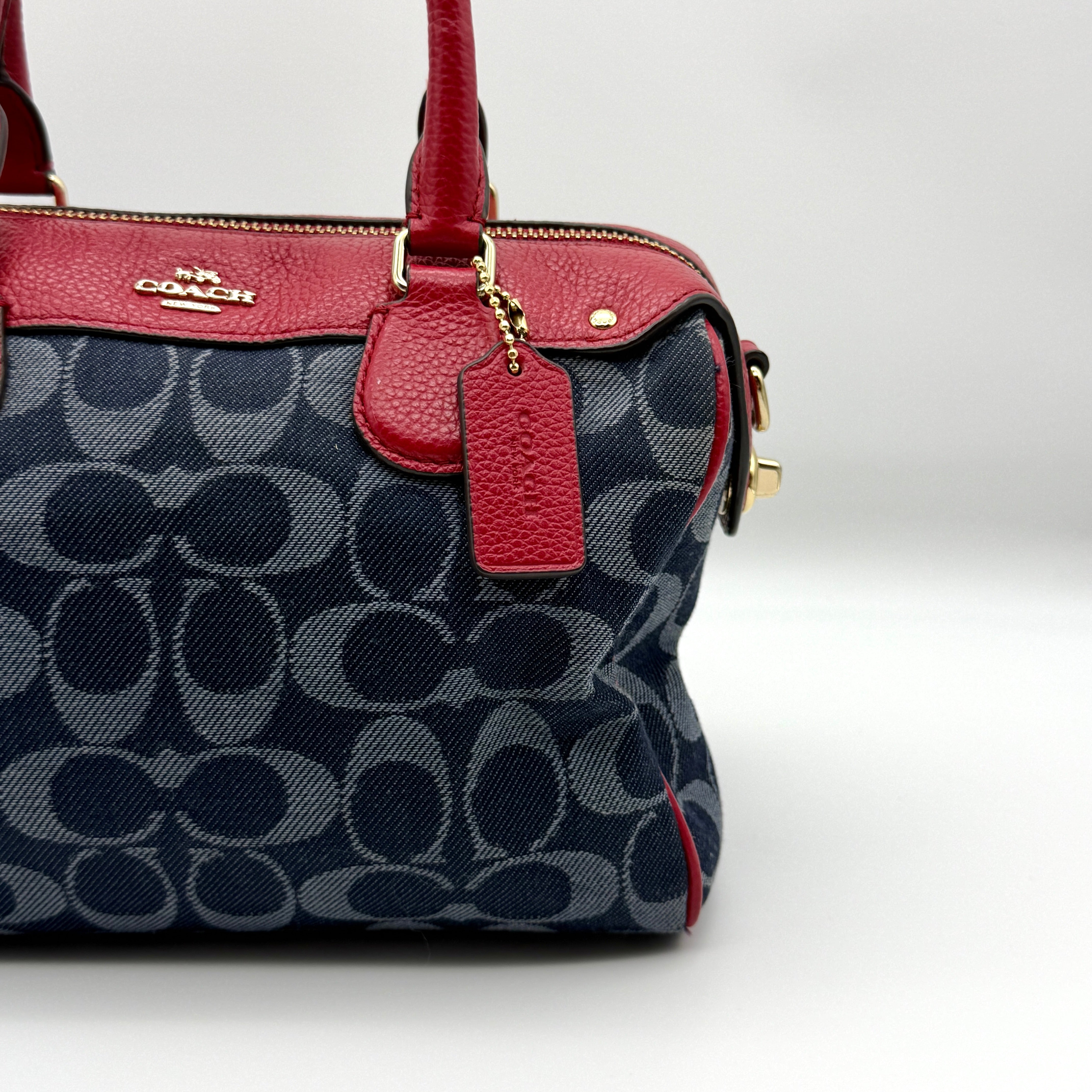 Coach 2Way Signature Mini Bennett Boston Bag Blue/Red