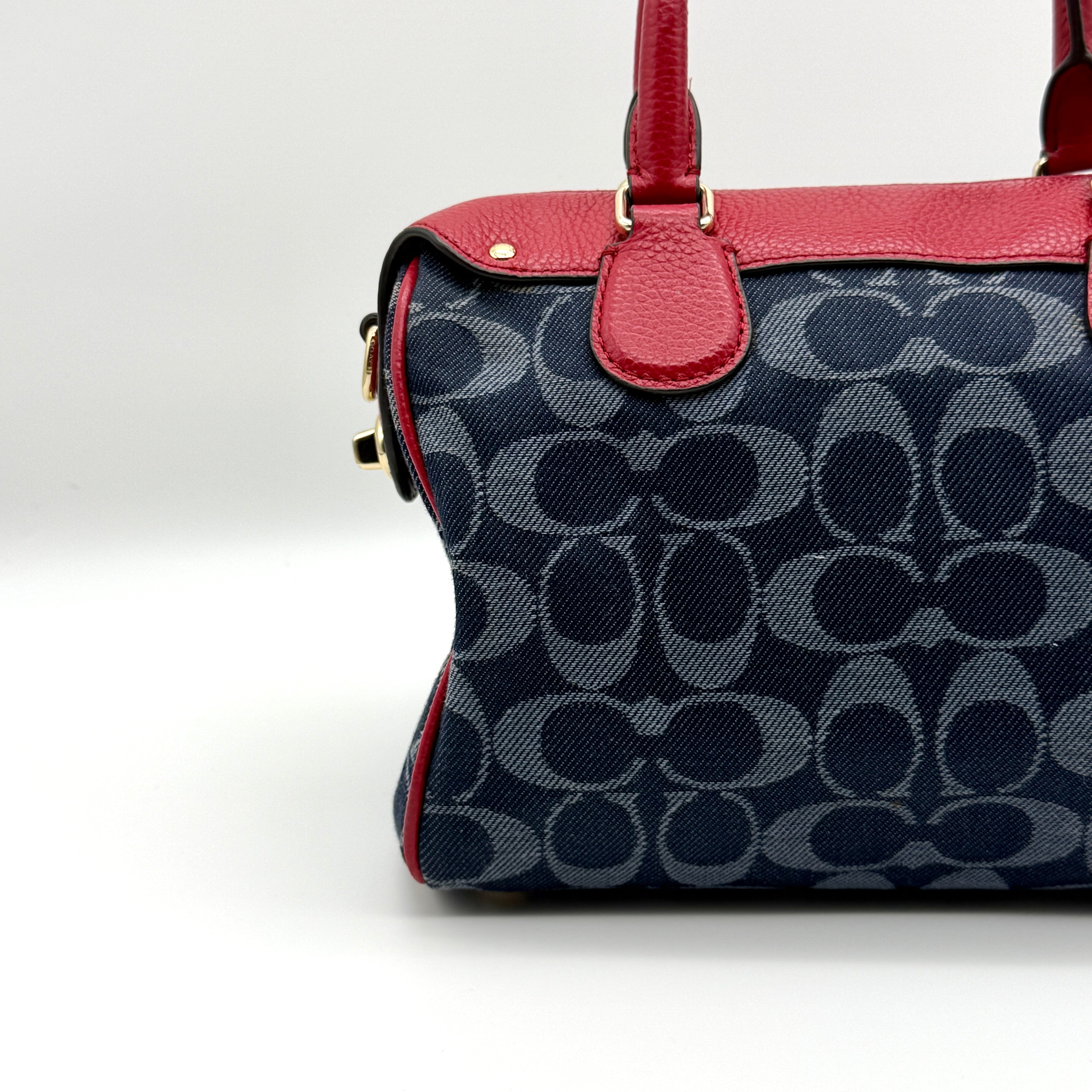 Coach 2Way Signature Mini Bennett Boston Bag Blue/Red