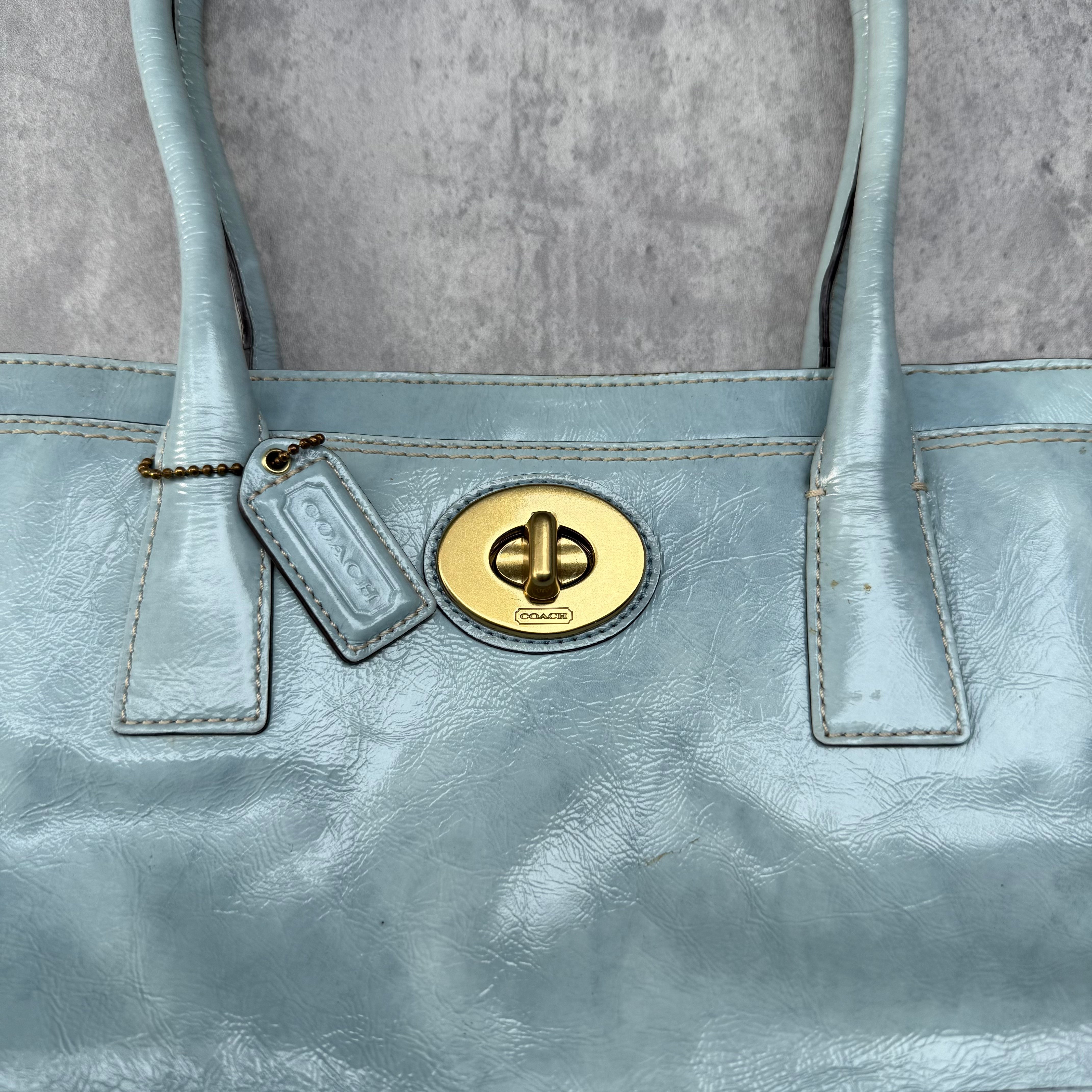 Coach Madeline Turnlock Handbag Baby Blue