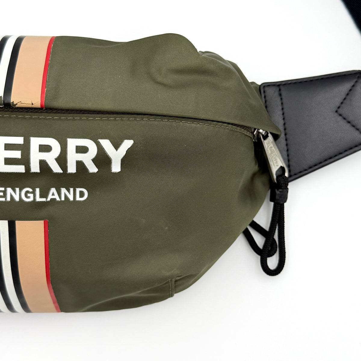 Burberry Logo Icon Stripe Sonny Body Bag Olive Green