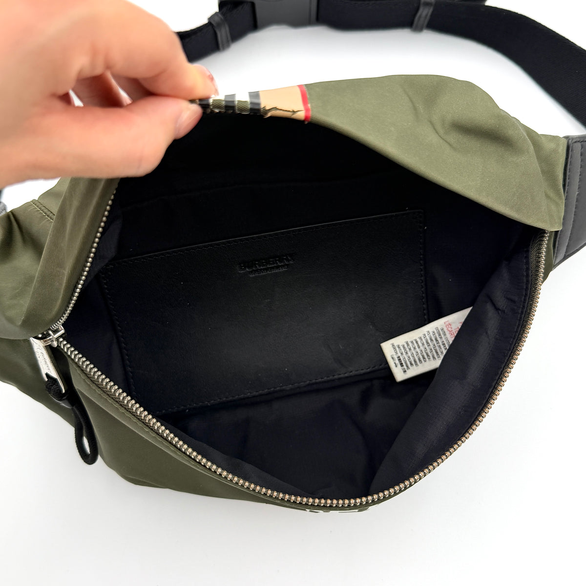 Burberry Logo Icon Stripe Sonny Body Bag Olive Green