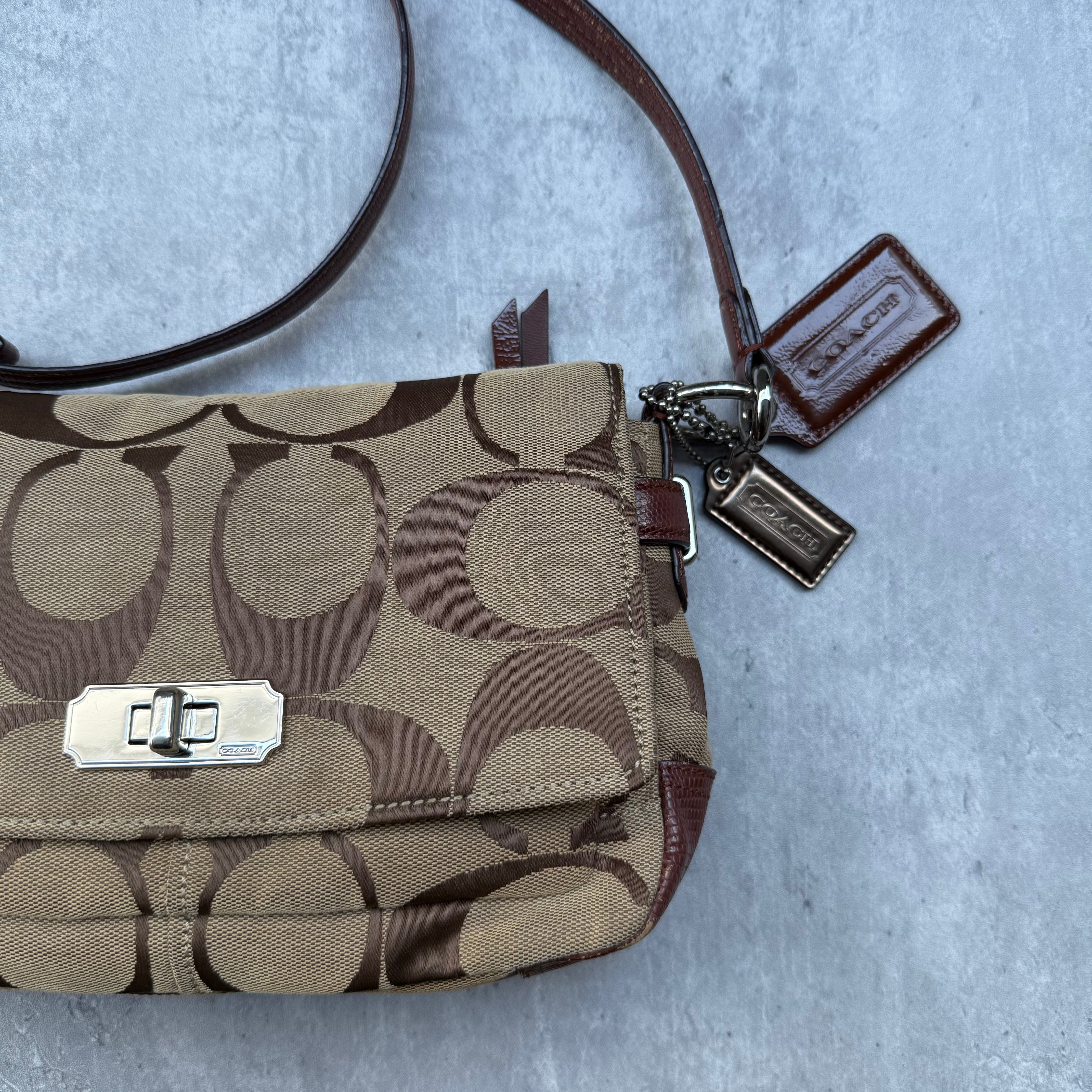 Coach Signature Chelsea Flap Crossbody Bag Beige