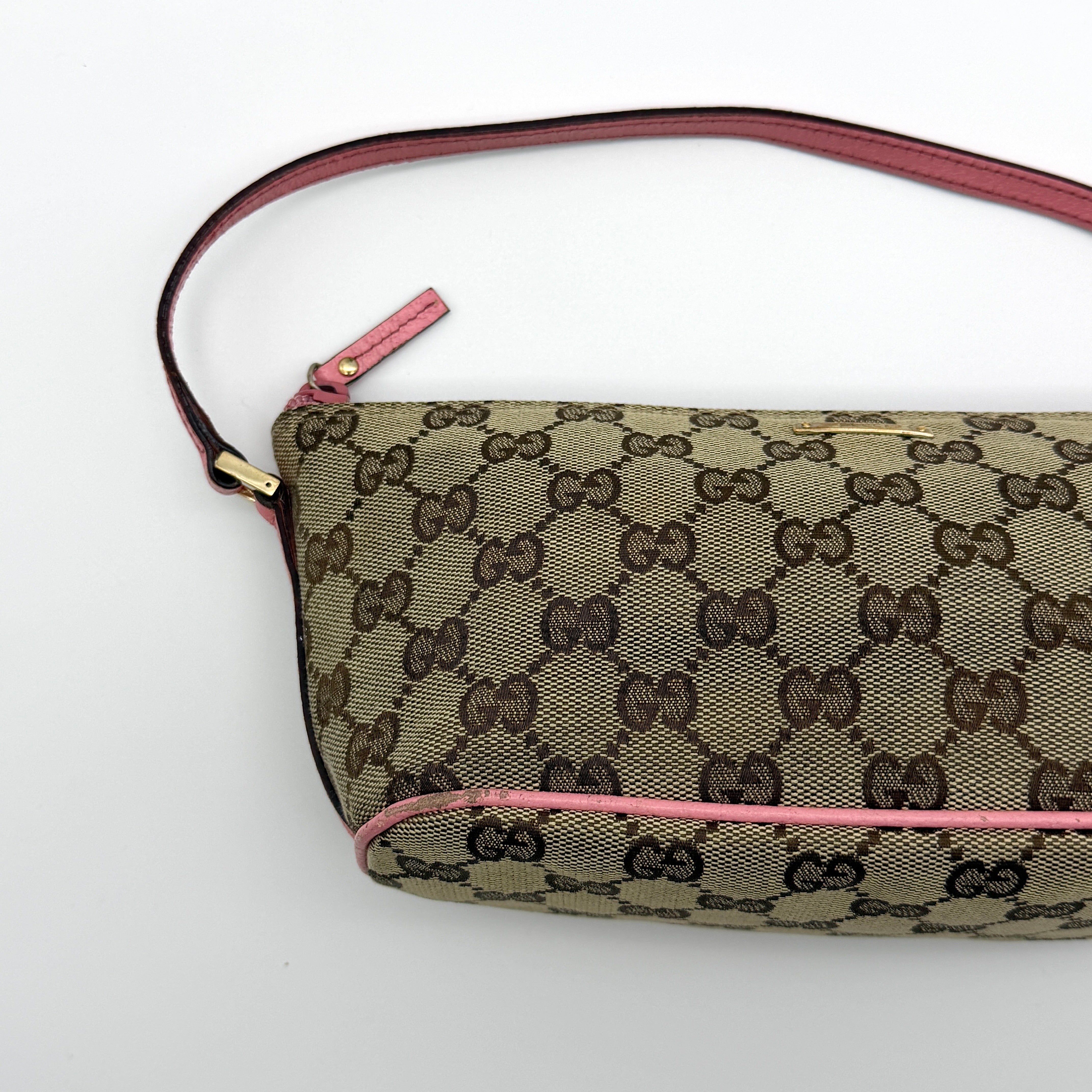 Gucci GG Monogram Pochette Boat Shoulder Bag Beige/Pink