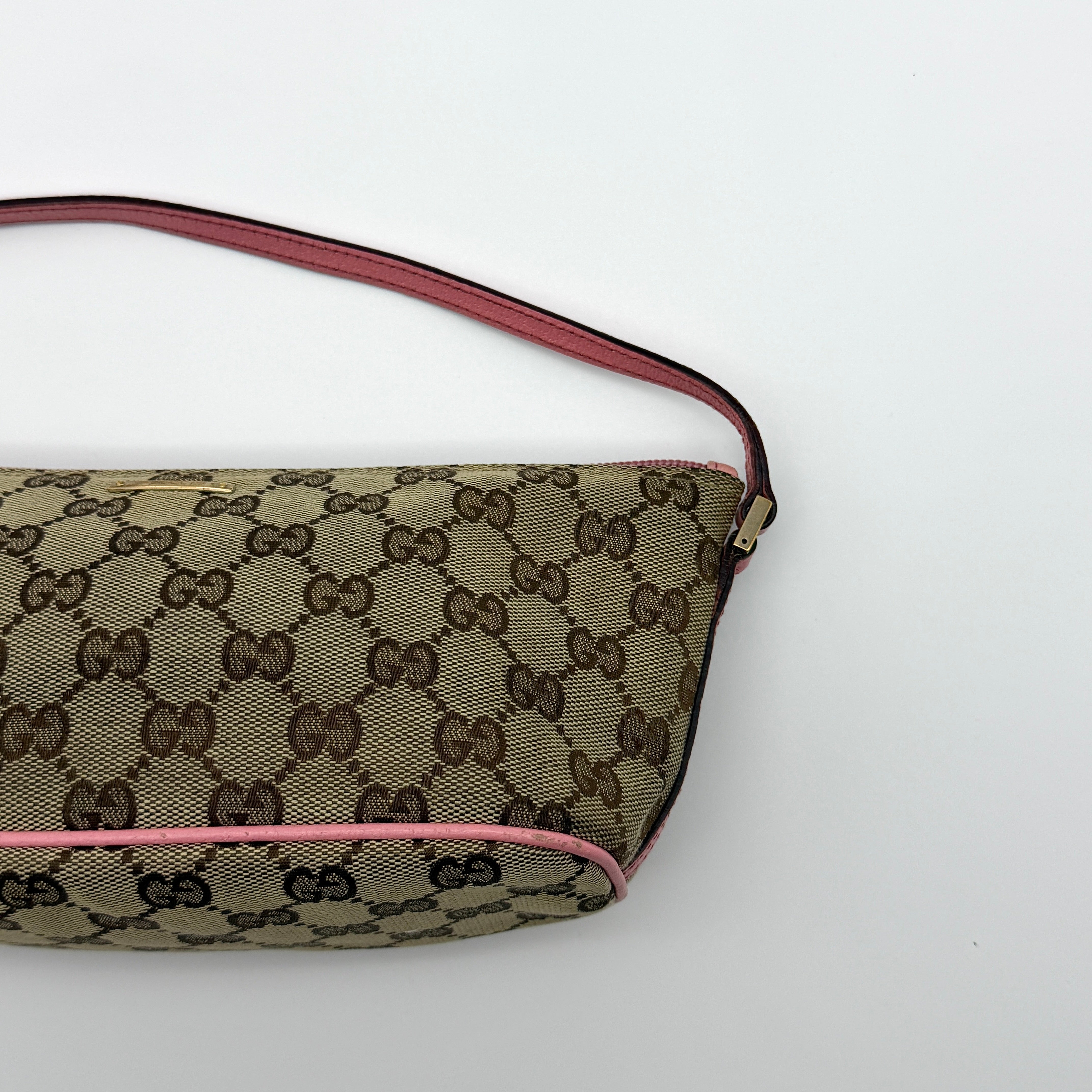 Gucci GG Monogram Pochette Boat Shoulder Bag Beige/Pink