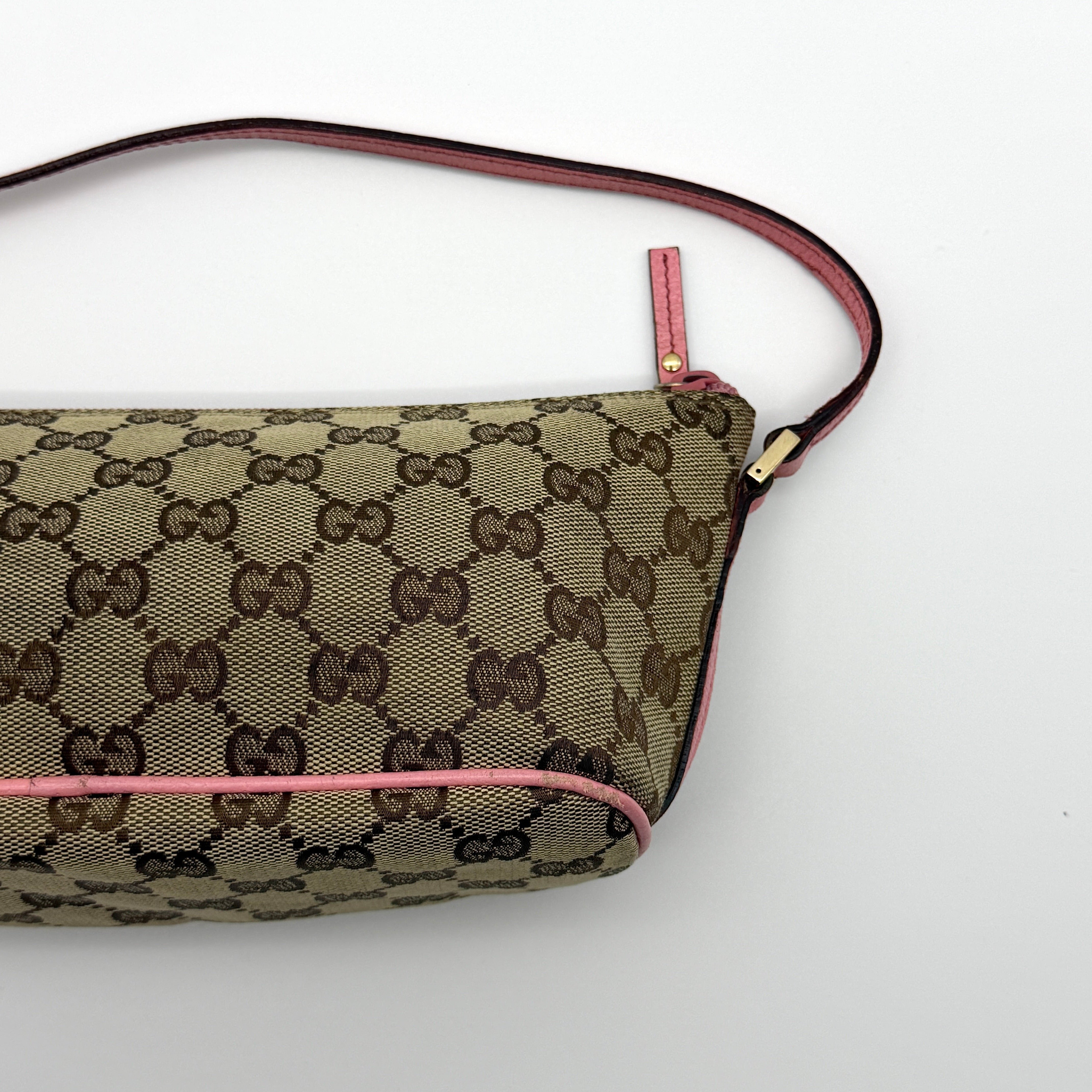 Gucci GG Monogram Pochette Boat Shoulder Bag Beige/Pink