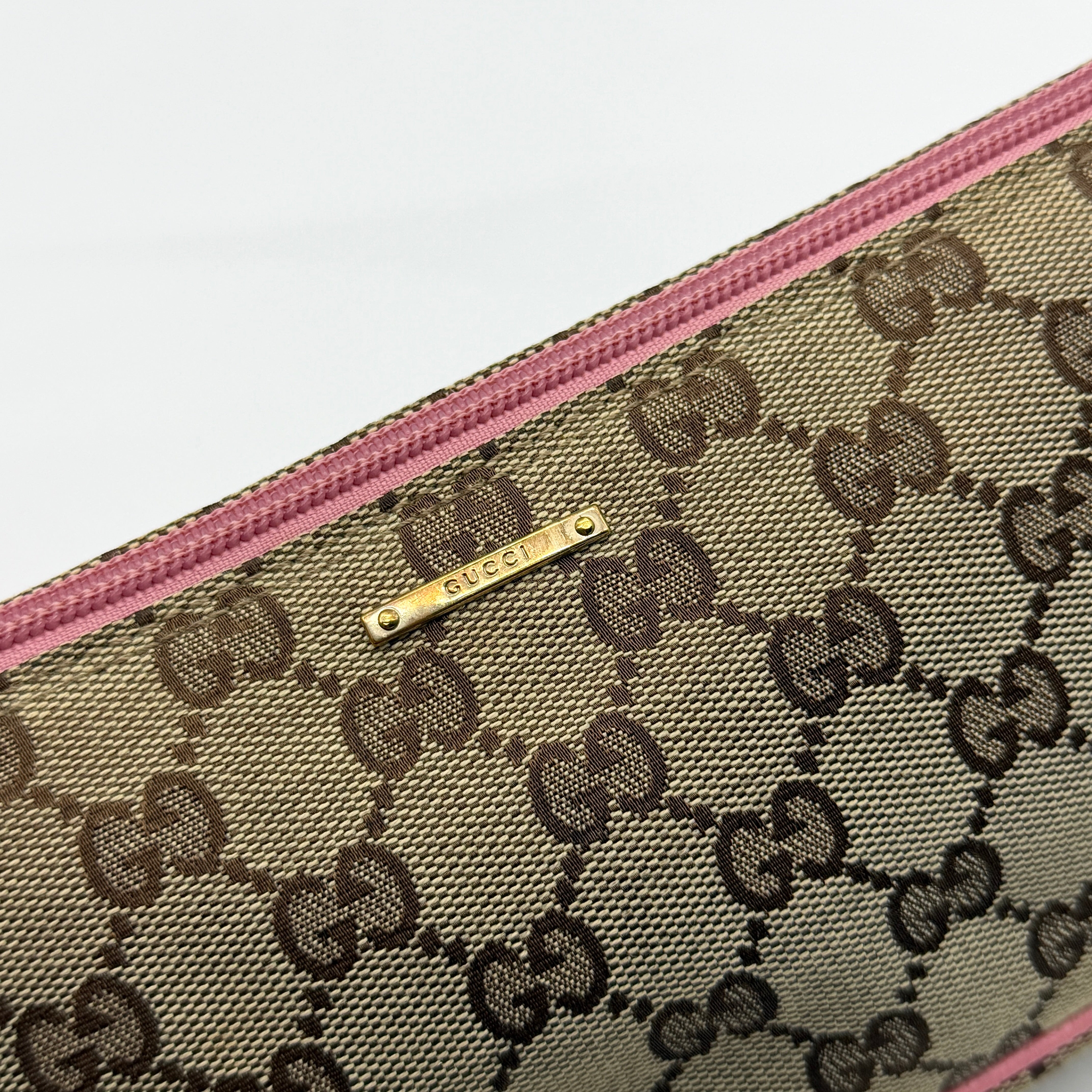 Gucci GG Monogram Pochette Boat Shoulder Bag Beige/Pink