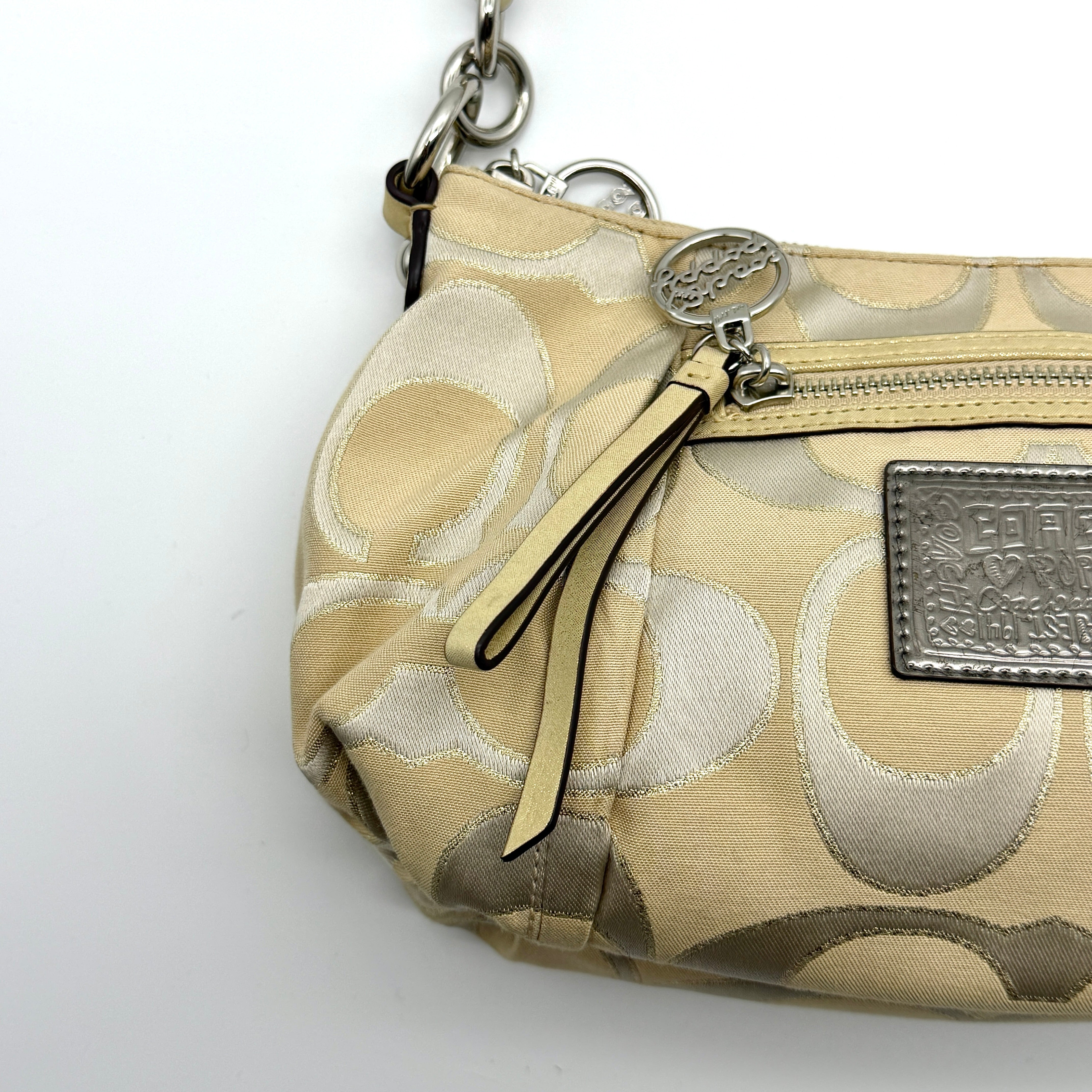 Coach 2Way Signature Poppy Shoulder Bag Beige/Gold