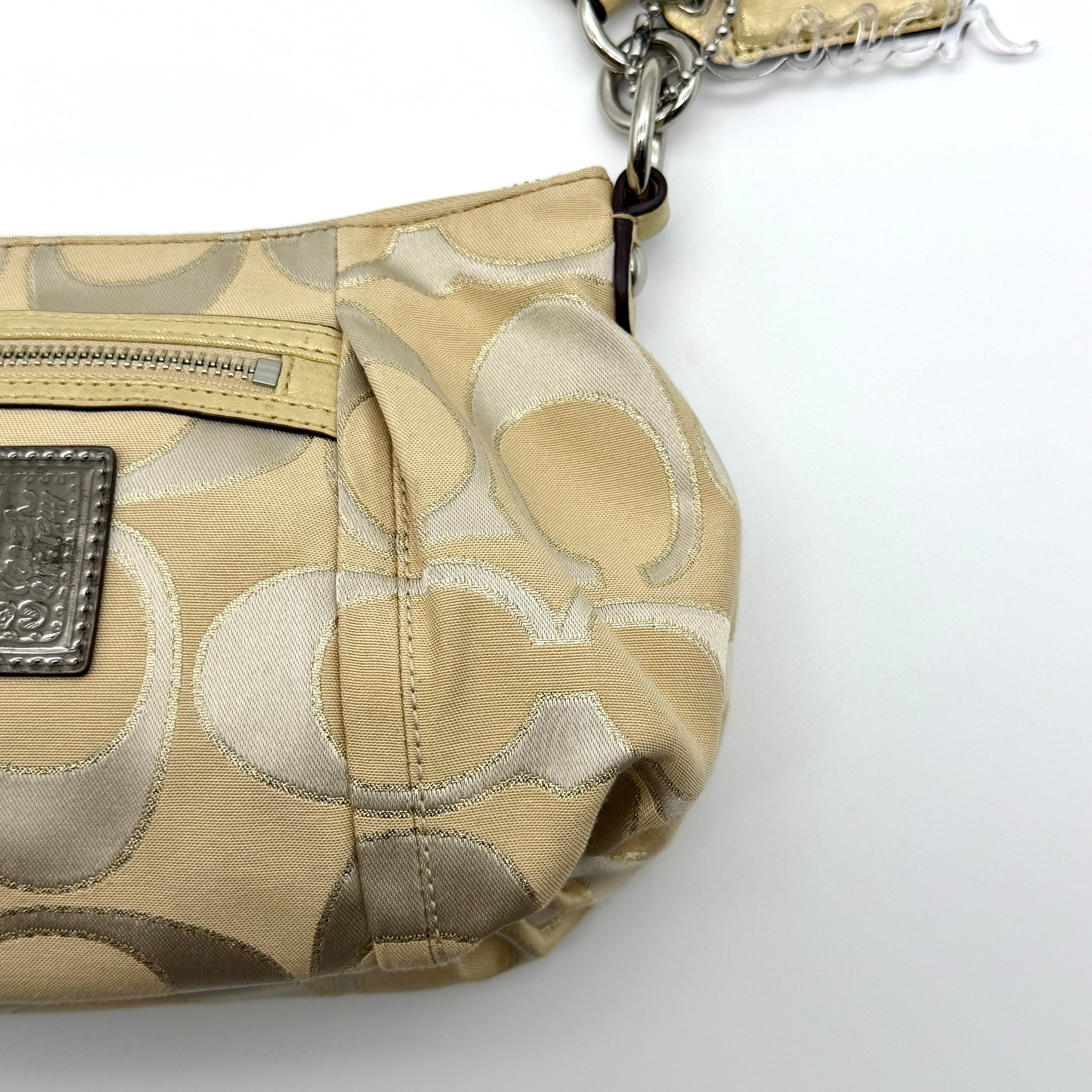 Coach 2Way Signature Poppy Shoulder Bag Beige/Gold