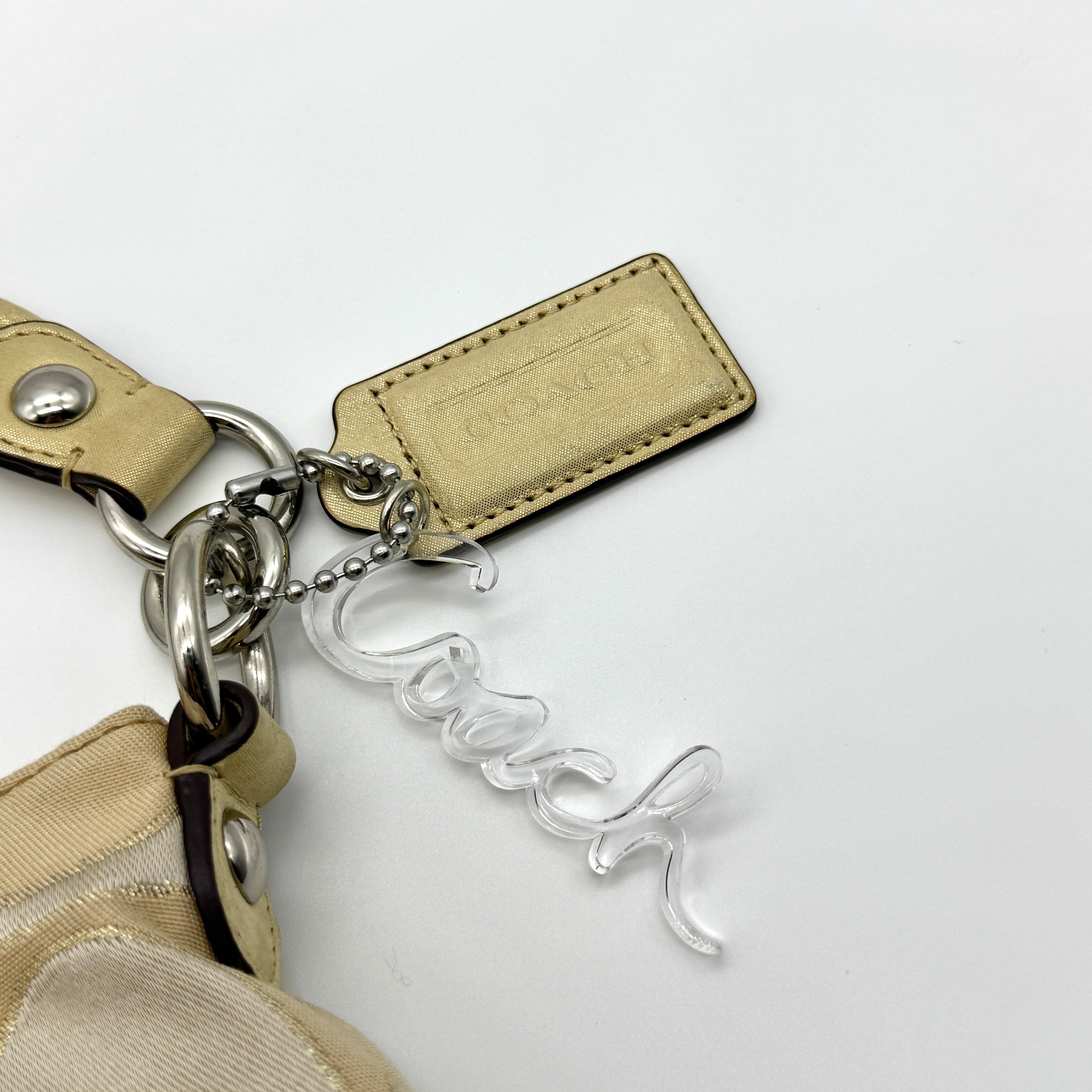 Coach 2Way Signature Poppy Shoulder Bag Beige/Gold