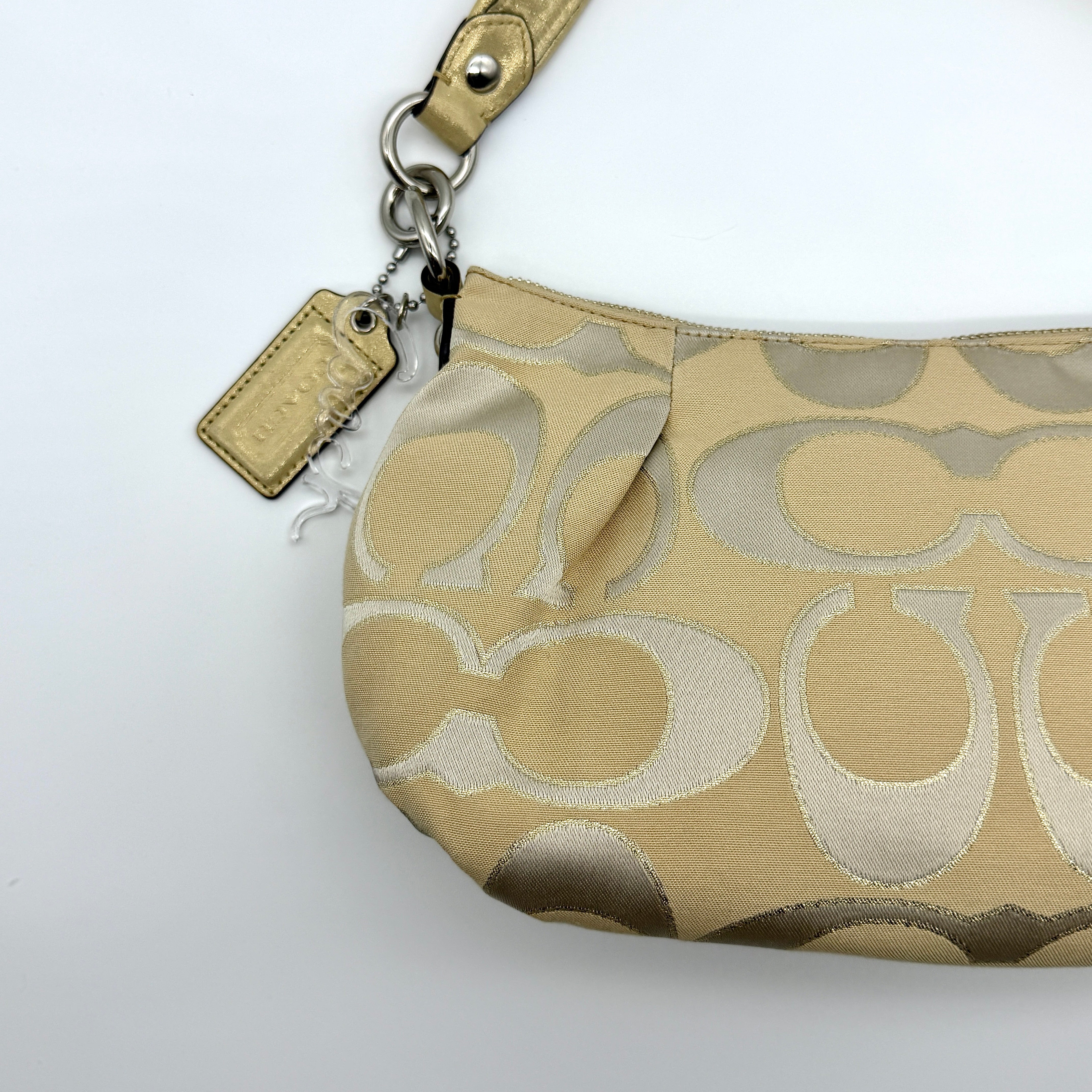 Coach 2Way Signature Poppy Shoulder Bag Beige/Gold