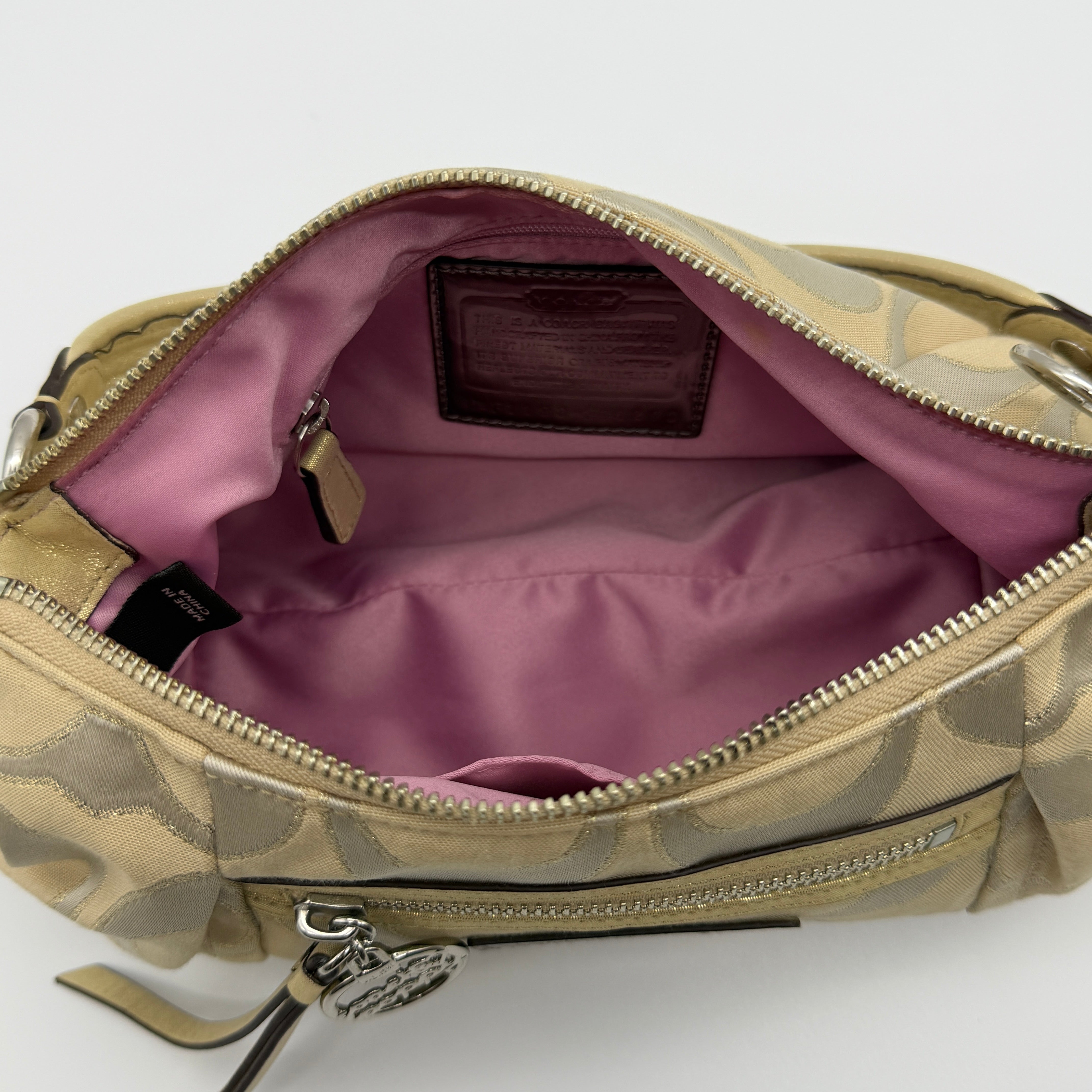 Coach 2Way Signature Poppy Shoulder Bag Beige/Gold