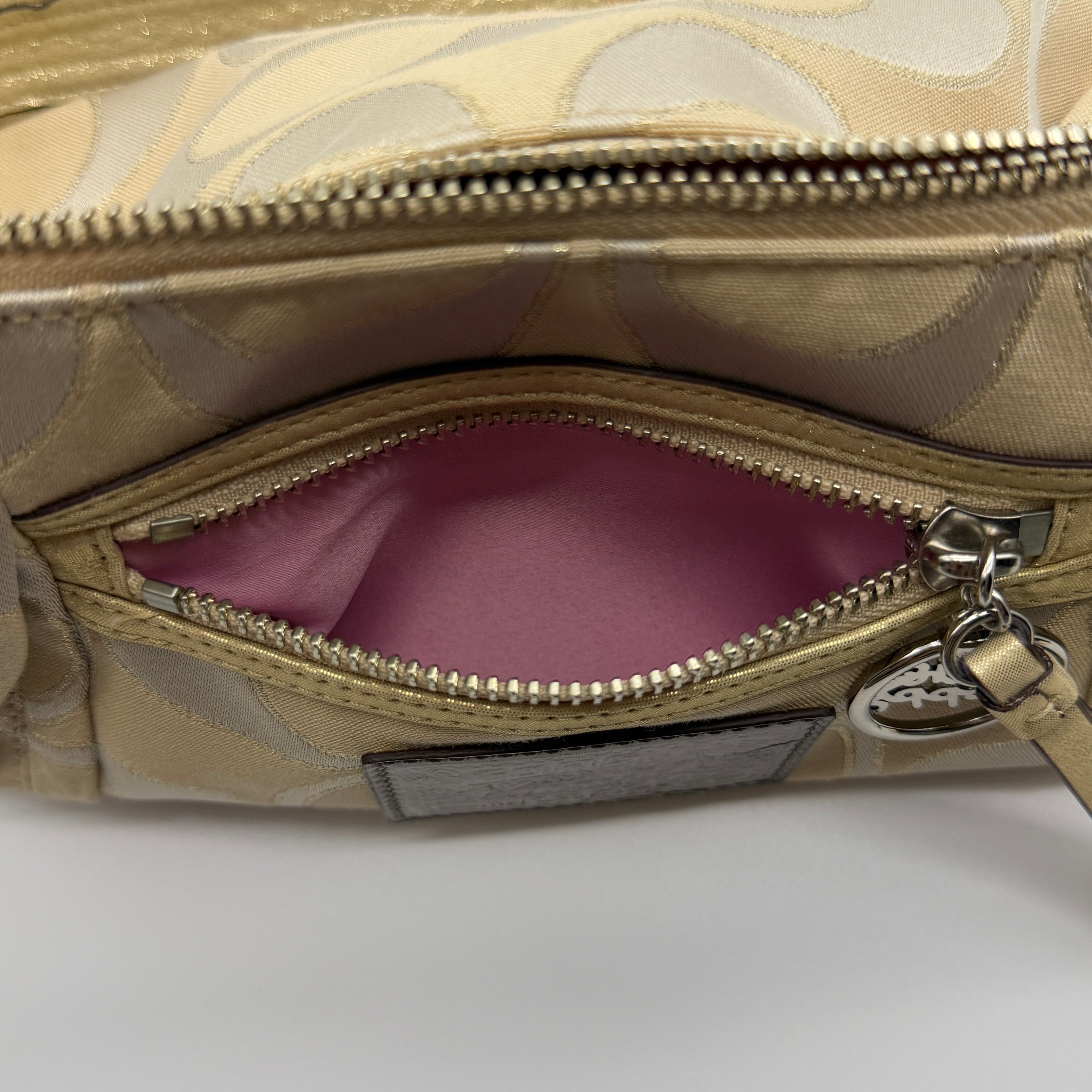 Coach 2Way Signature Poppy Shoulder Bag Beige/Gold