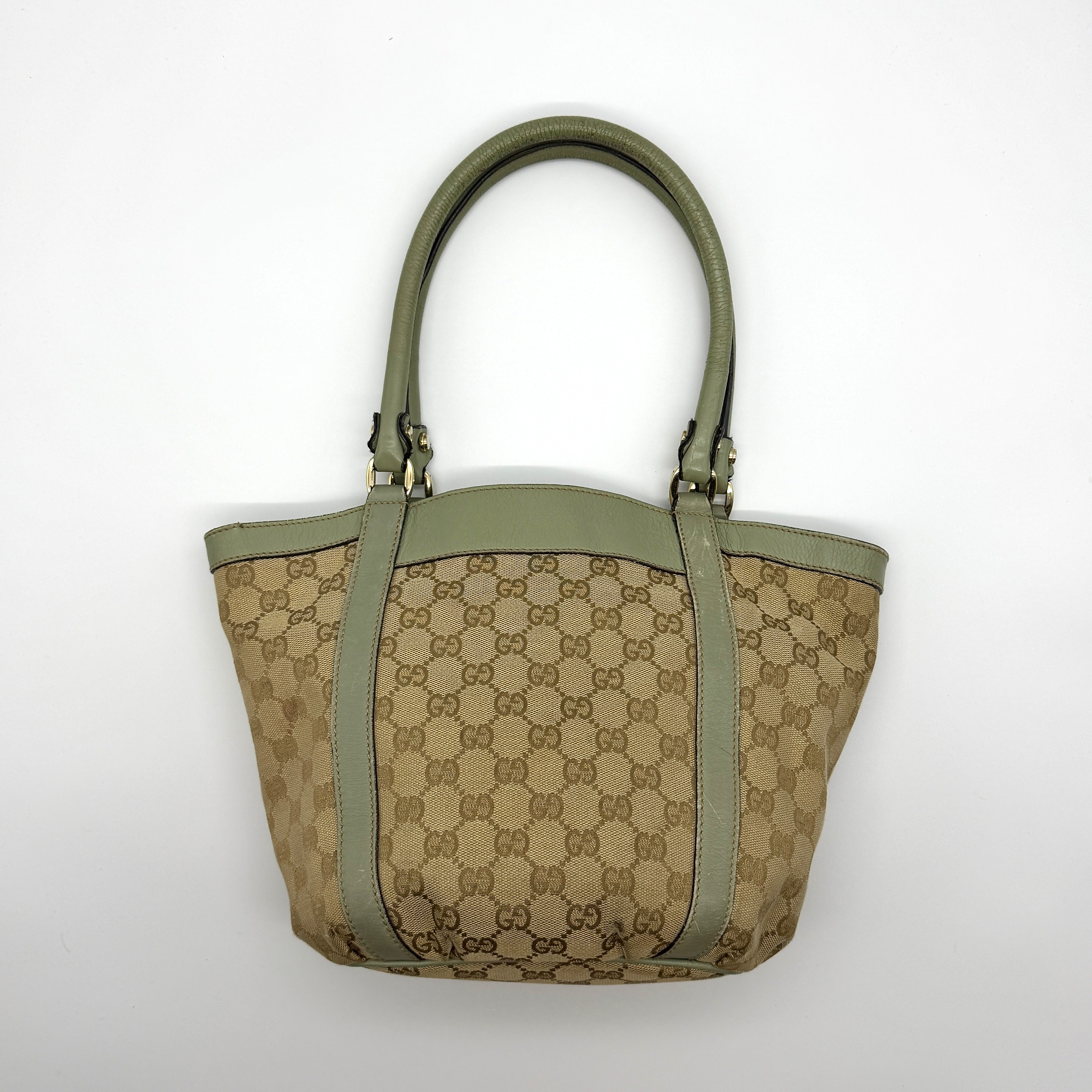 Gucci GG Monogram Abbey D-Ring Shoulder Bag Beige/Green