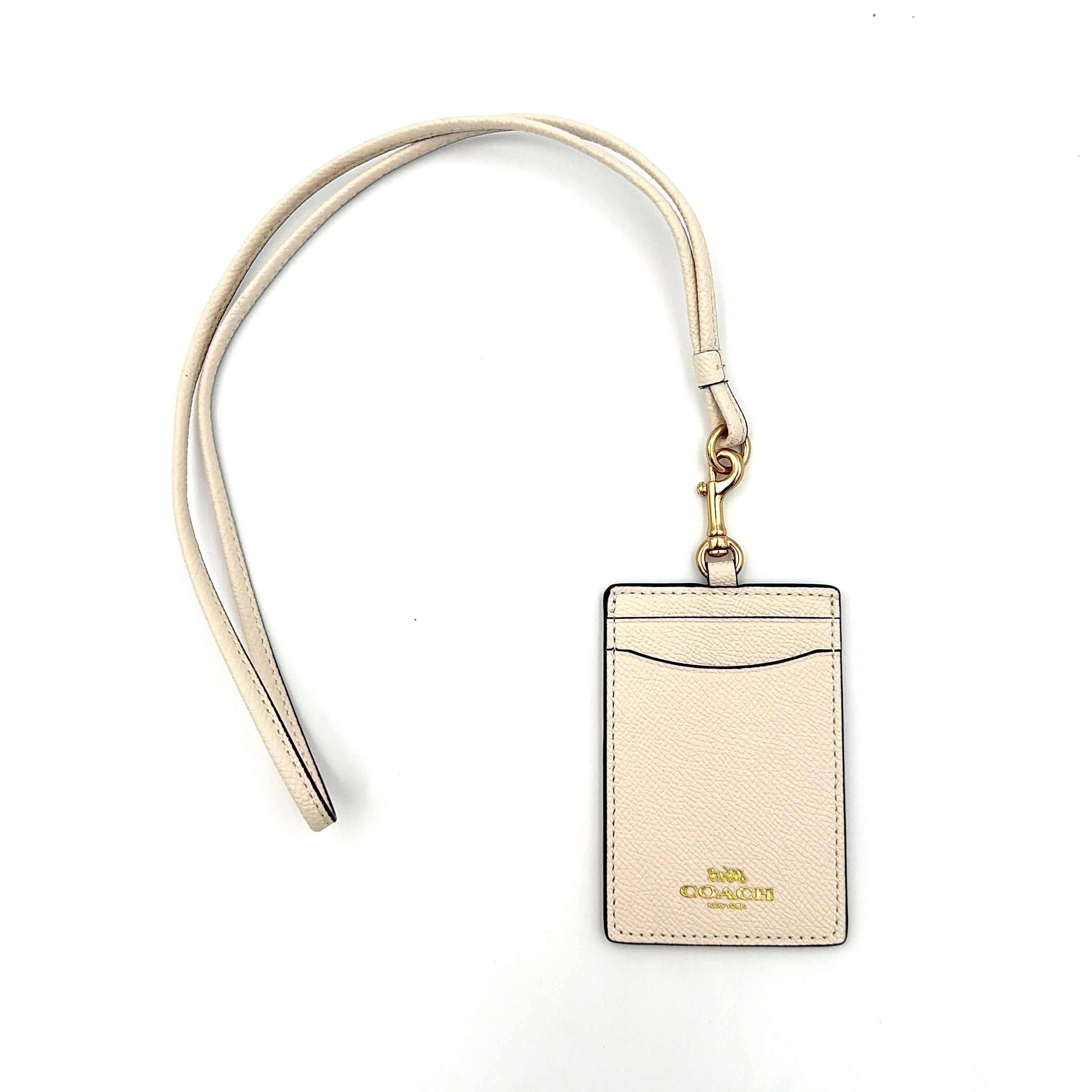 Coach Signature ID Cardholder Lanyard White