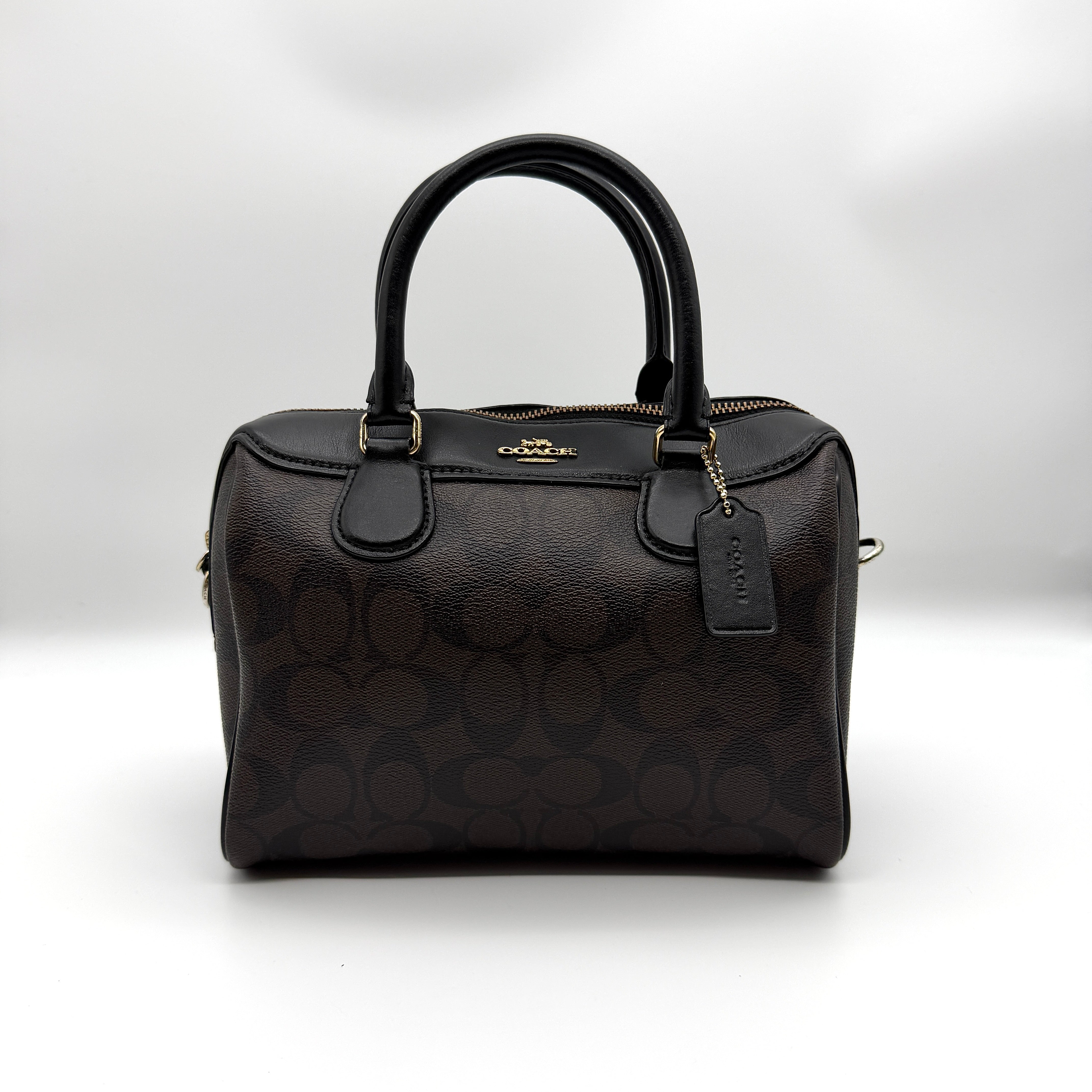 Coach 2Way Signature PVC Mini Bennet Boston Bag Brown/Black