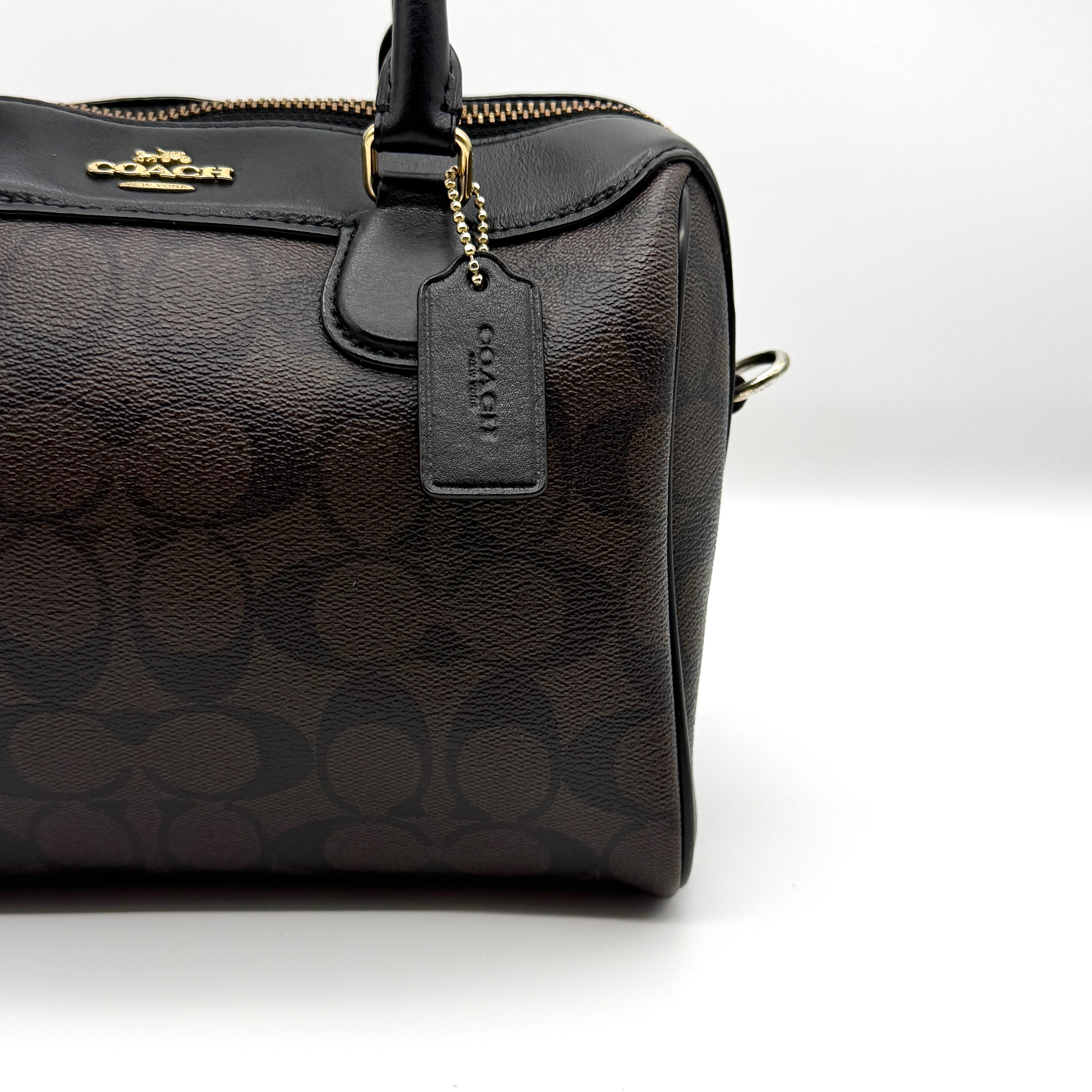 Coach 2Way Signature PVC Mini Bennet Boston Bag Brown/Black