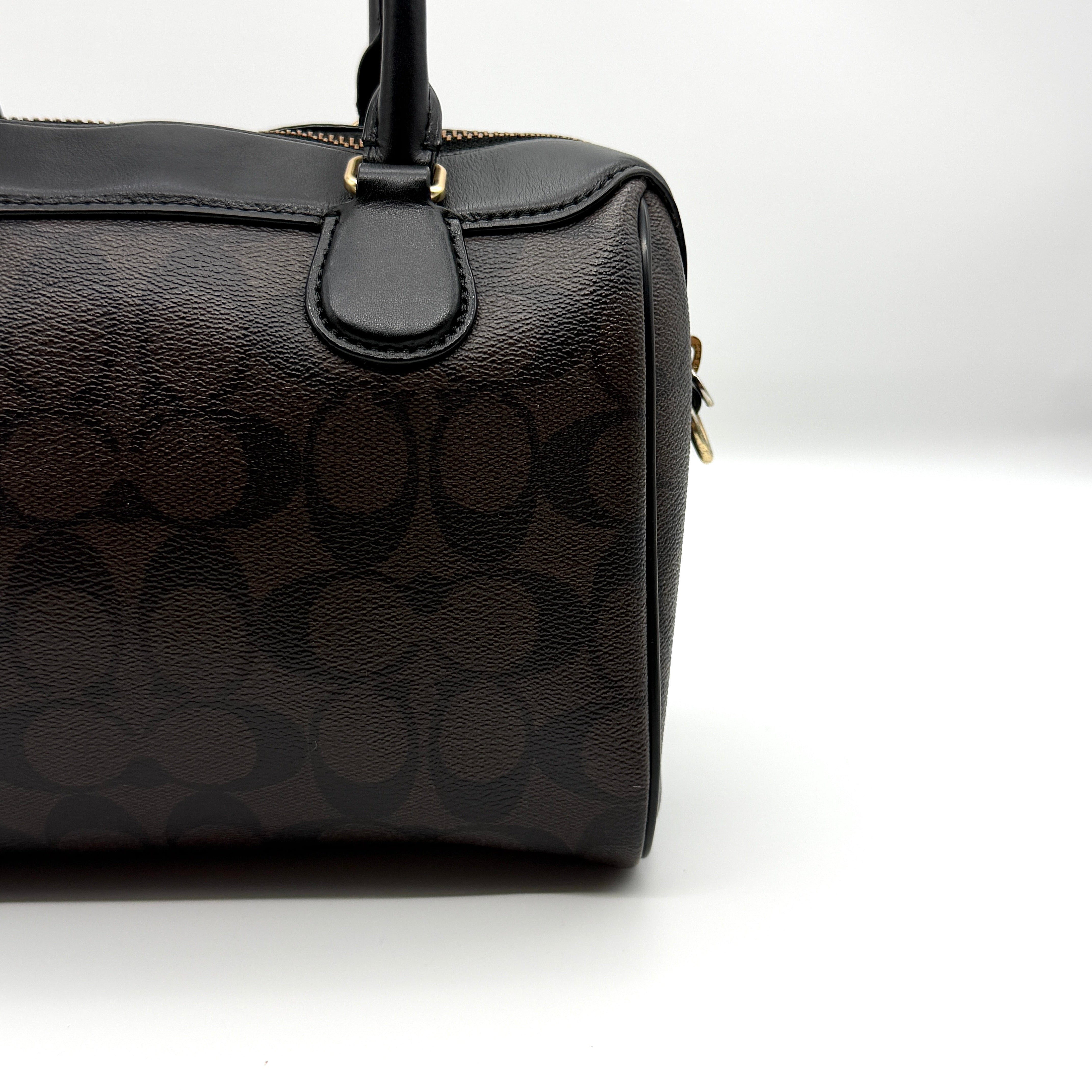 Coach 2Way Signature PVC Mini Bennet Boston Bag Brown/Black