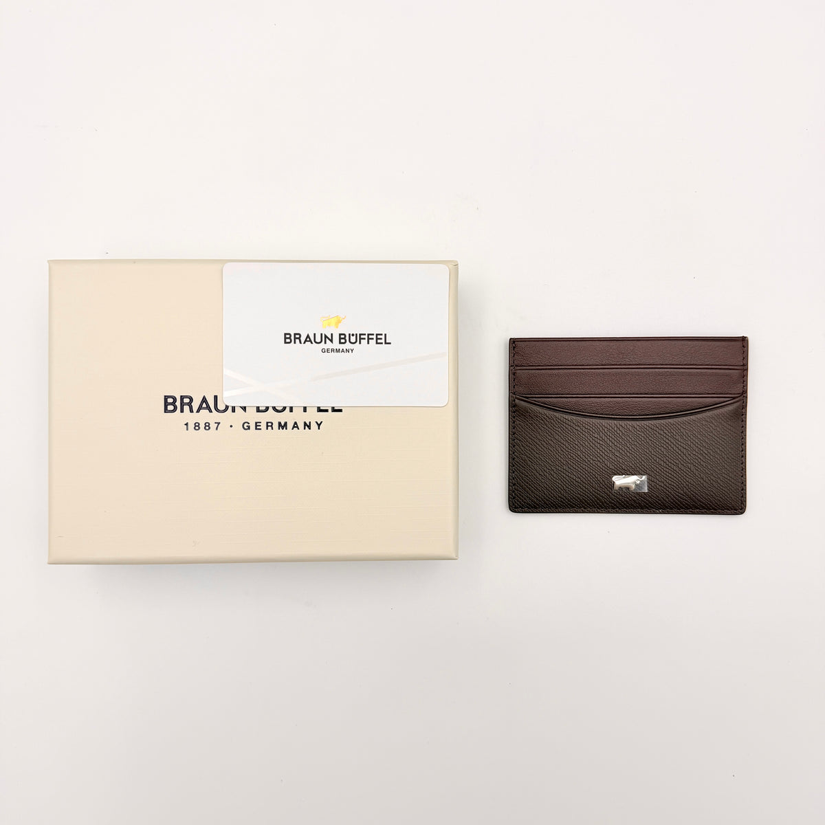 Braun Büffel Leather Card Holder Brown