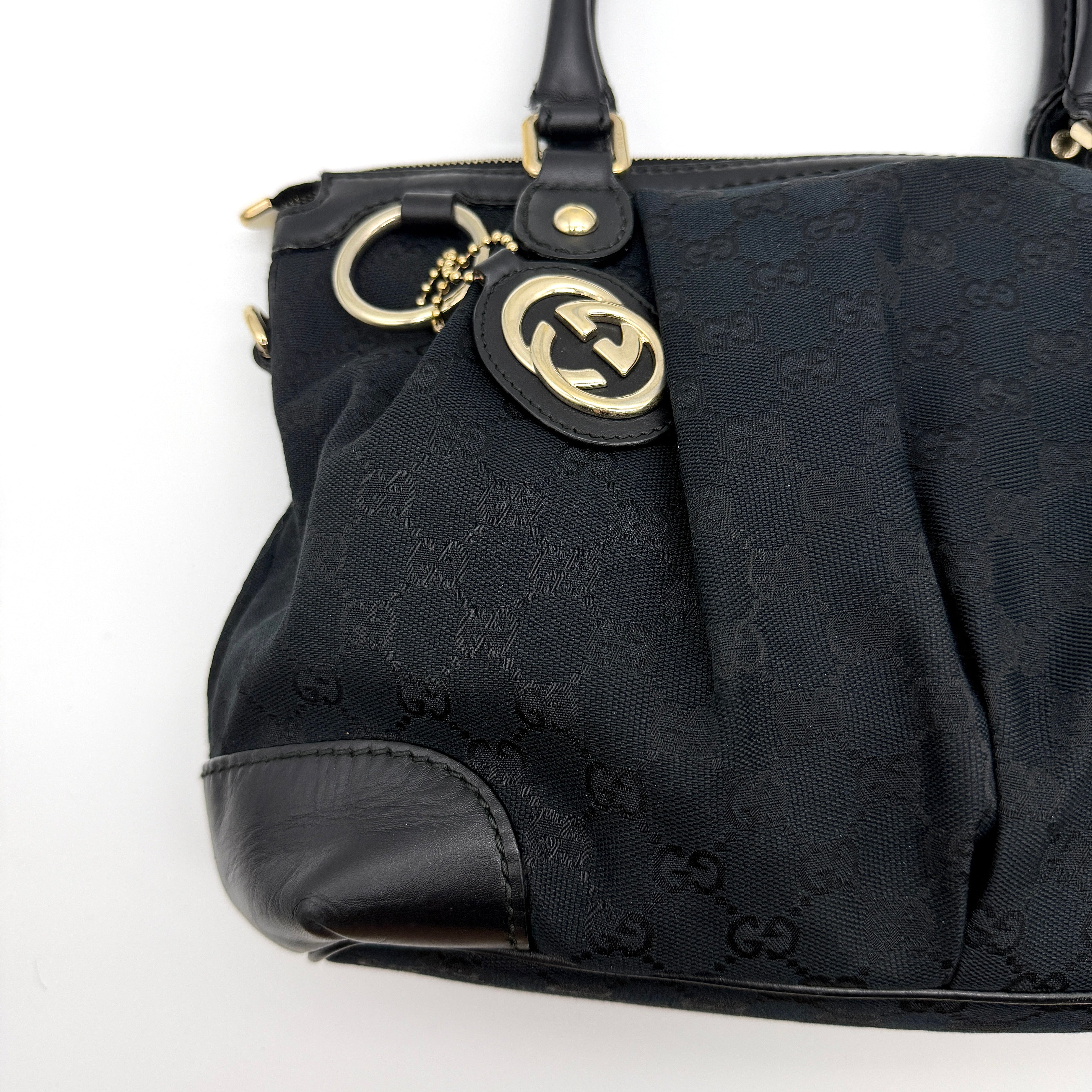 Gucci GG Monogram Shoulder Bag Black