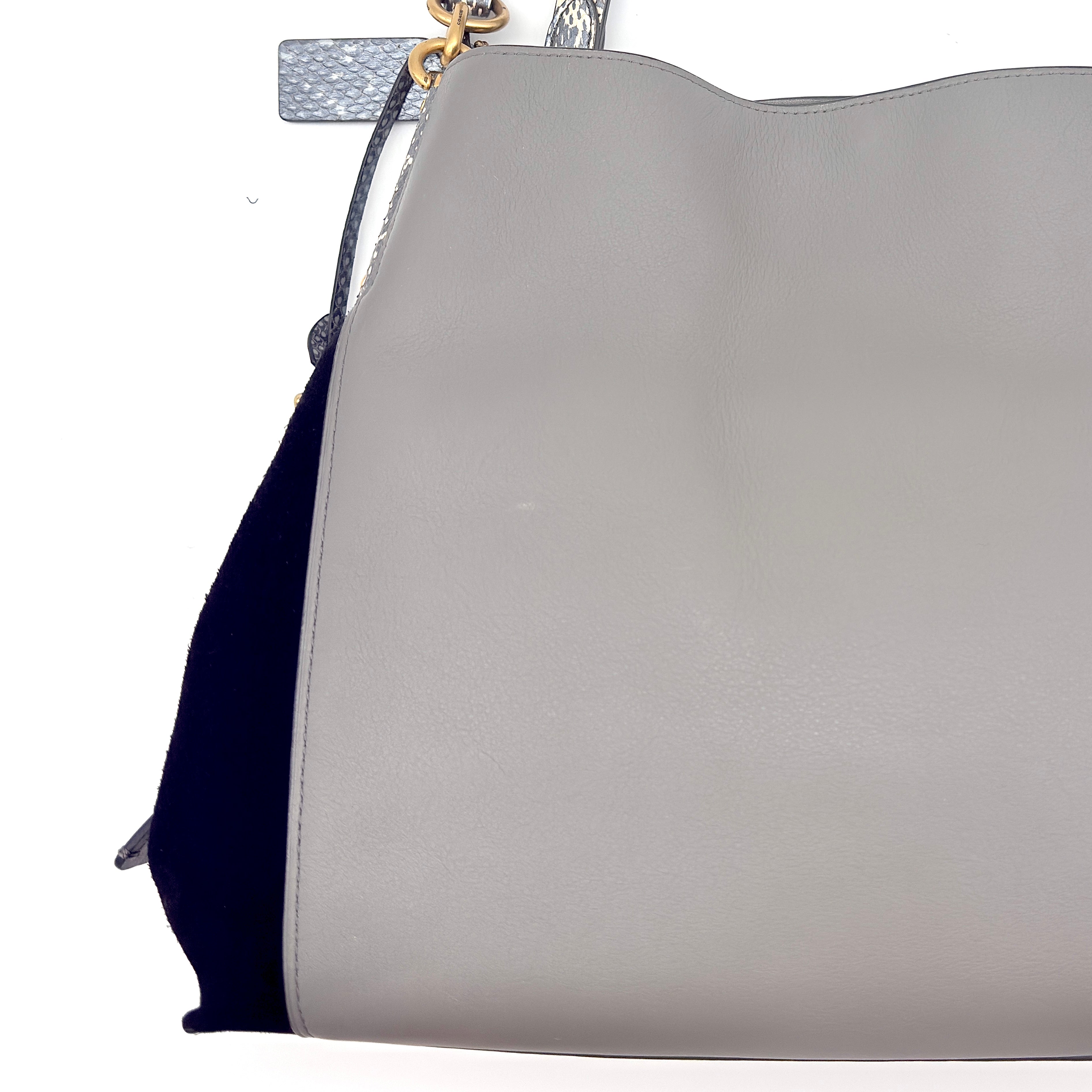 Coach Dalton 31 Snakeskin Colorblock Hobo Shoulder Bag Grey/Black
