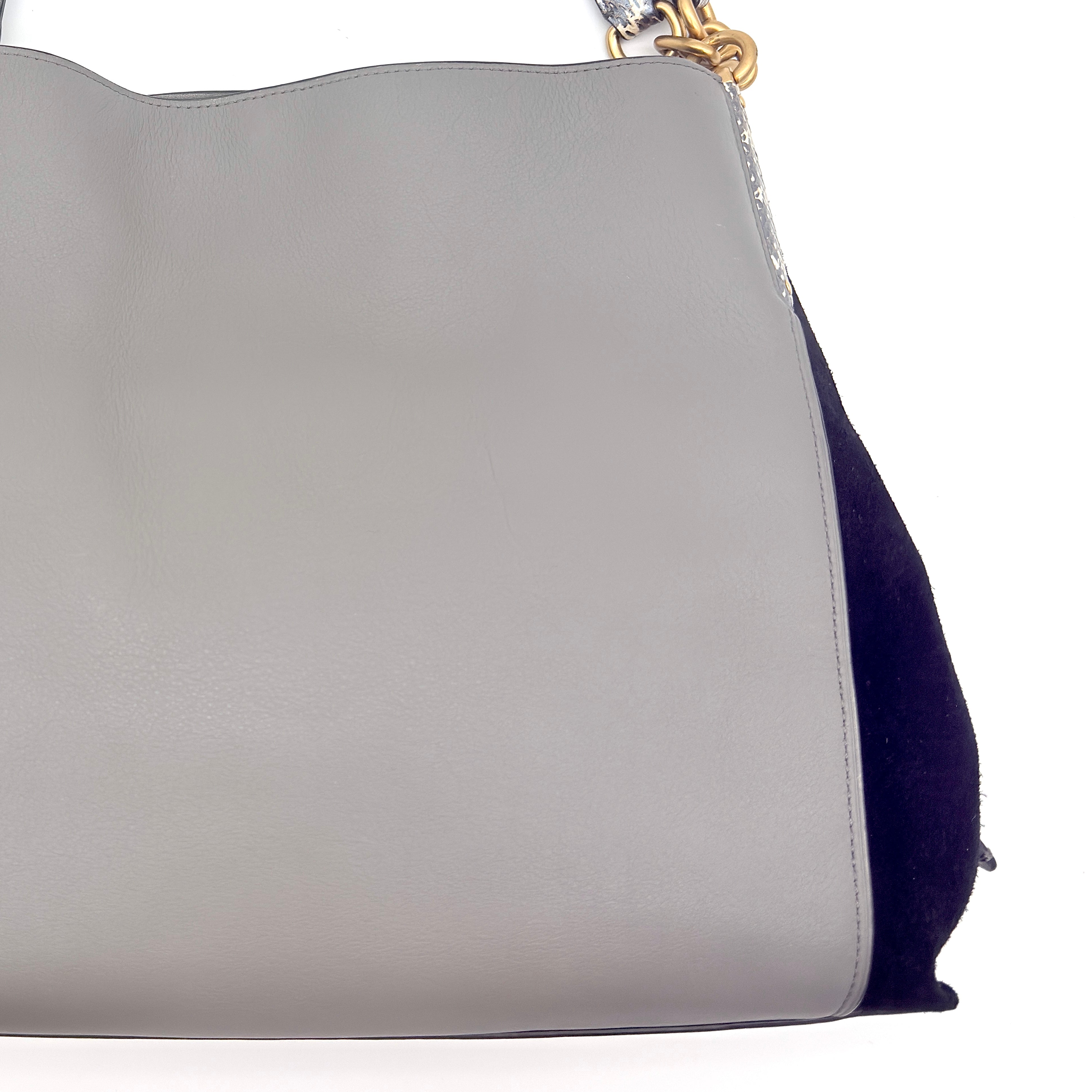 Coach Dalton 31 Snakeskin Colorblock Hobo Shoulder Bag Grey/Black
