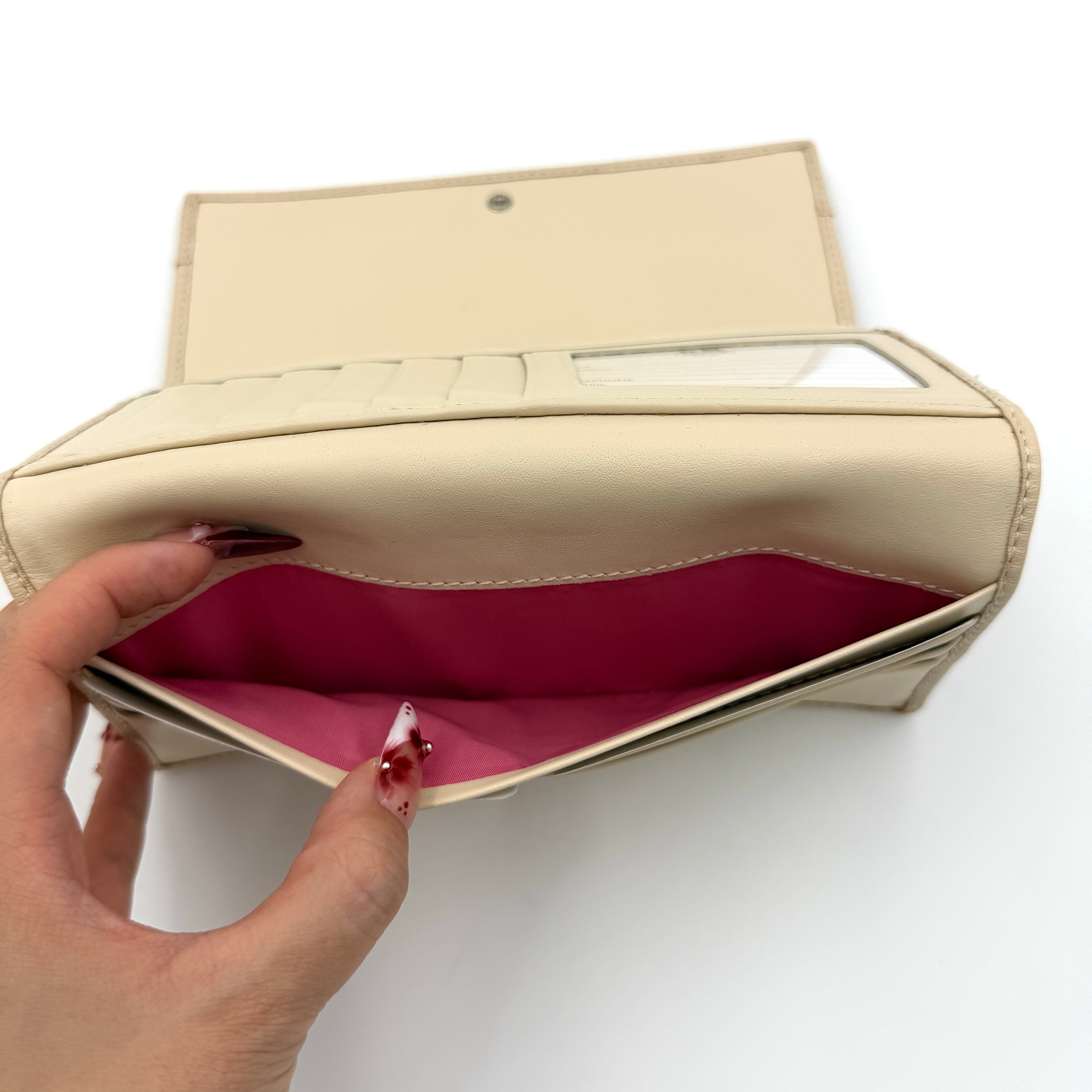 Coach Soho Pleated Trifold Long Wallet Cream