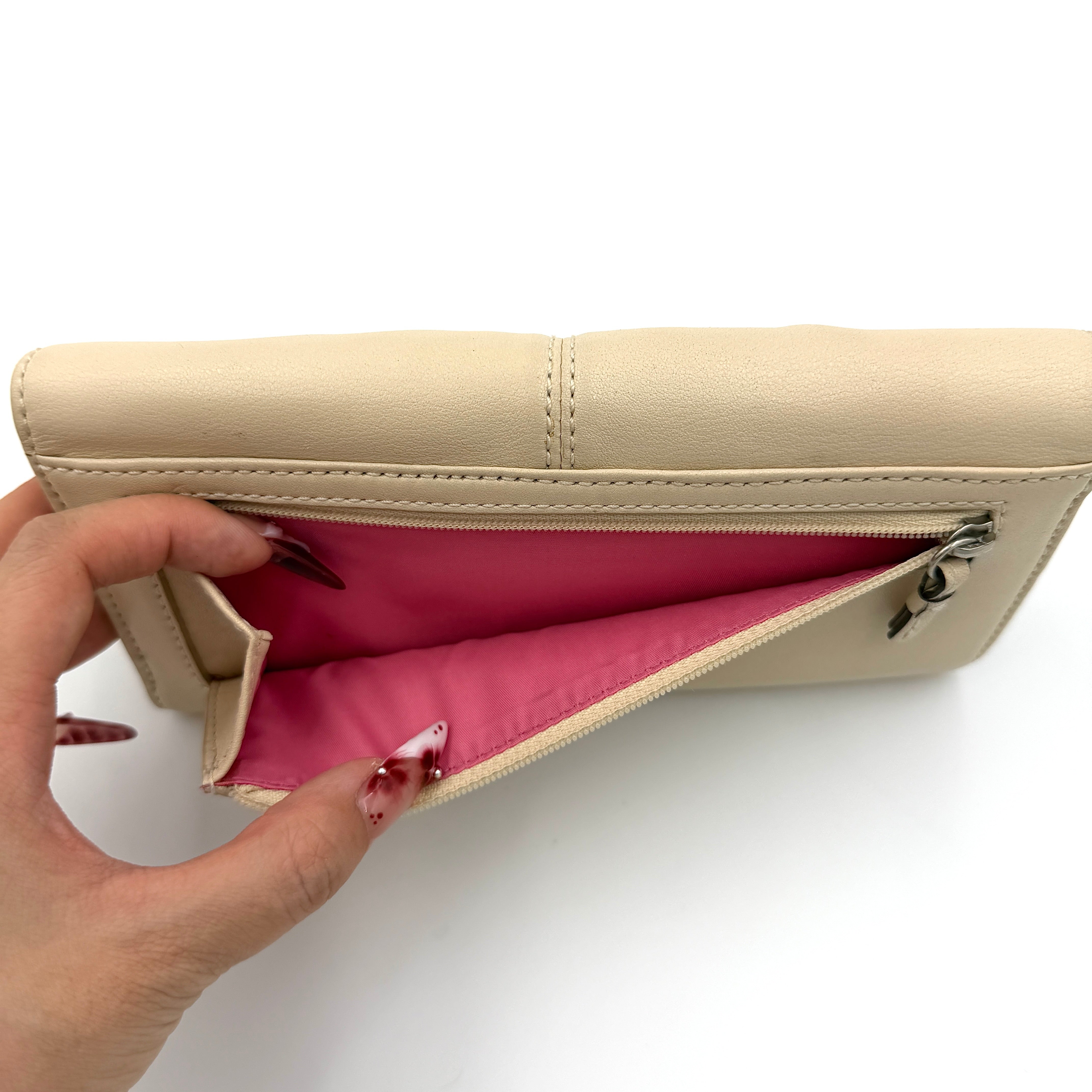 Coach Soho Pleated Trifold Long Wallet Cream