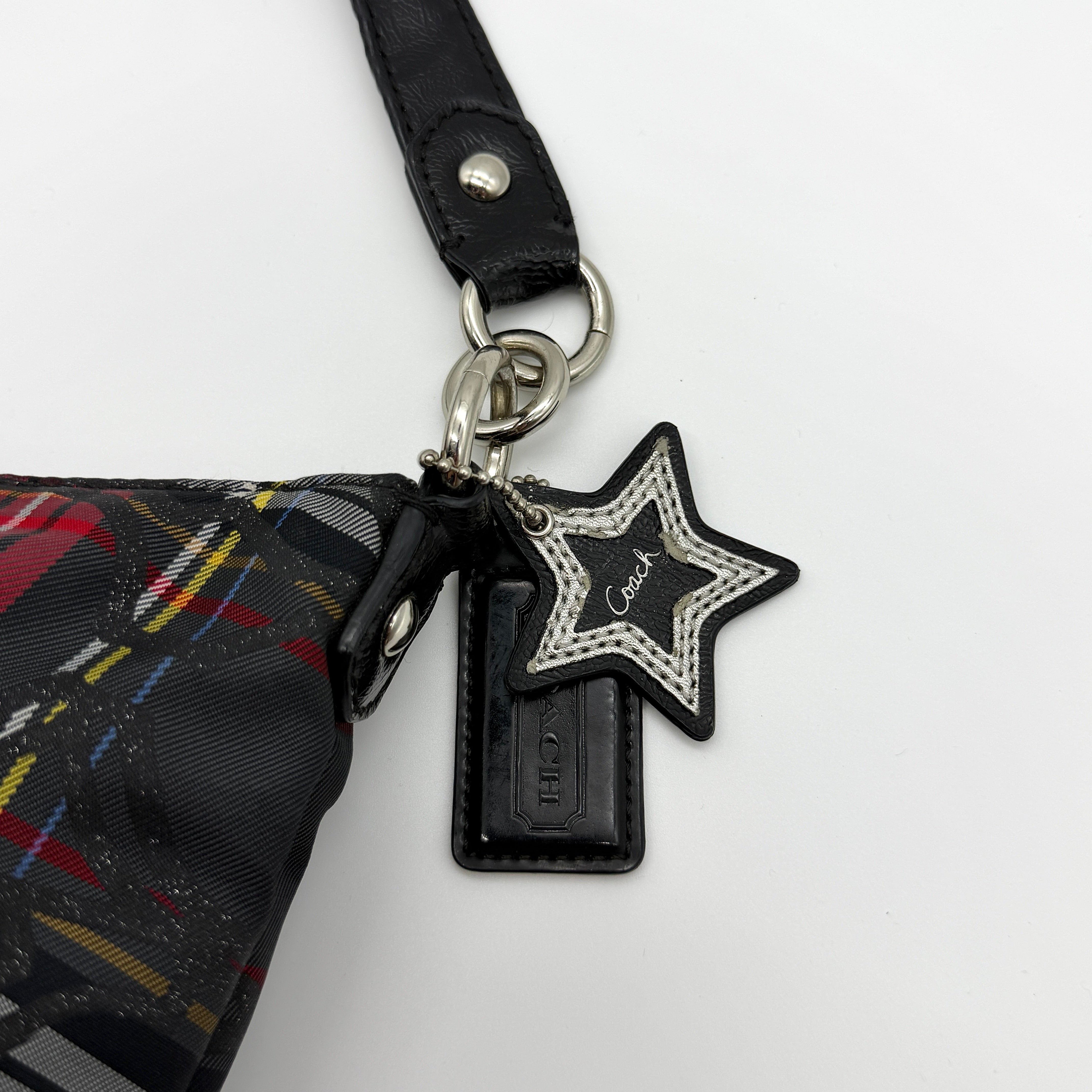 Coach 2Way Signature Poppy Tartan Shoulder Bag Multi