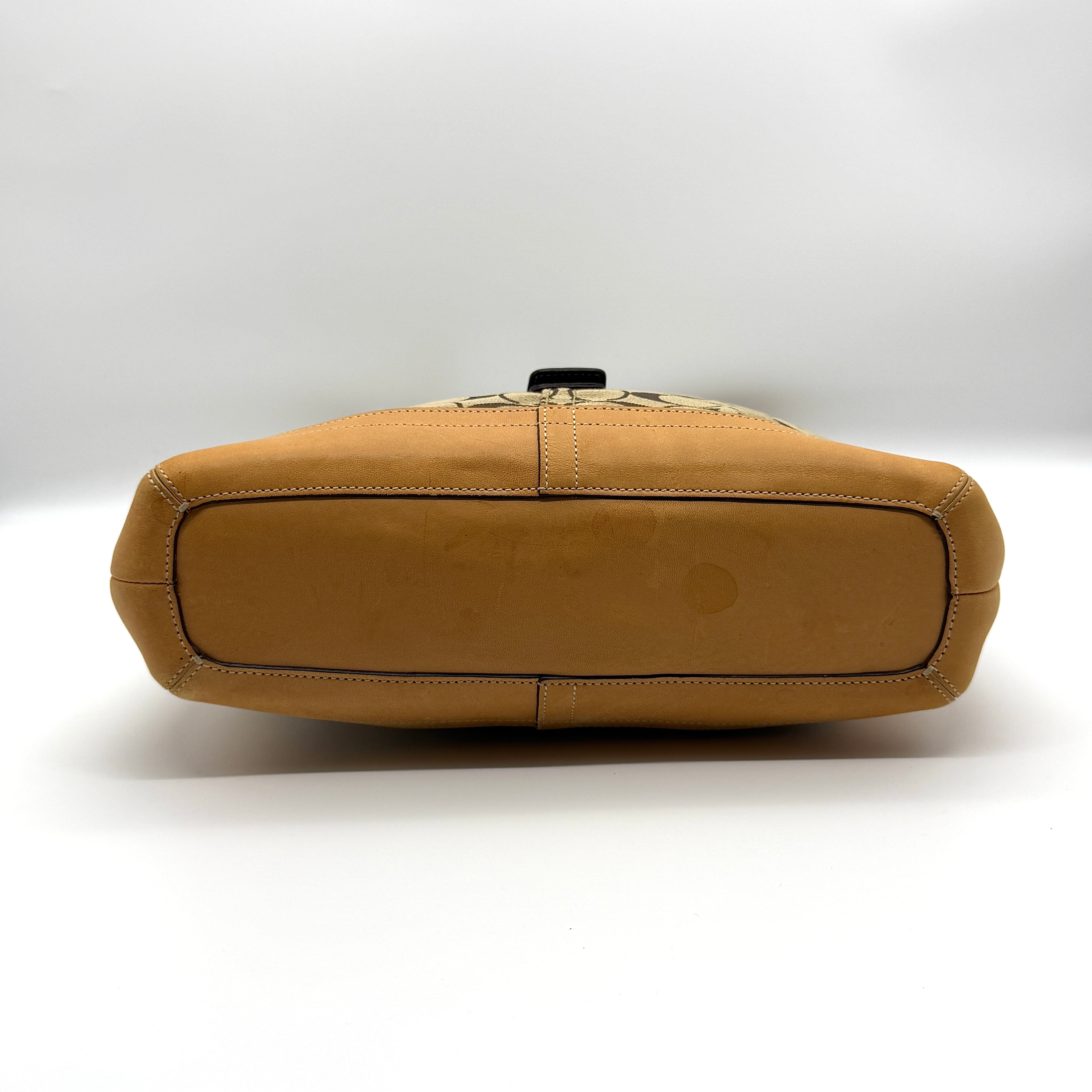 Coach Signature Clip Hamilton Hobo Shoulder Bag Beige