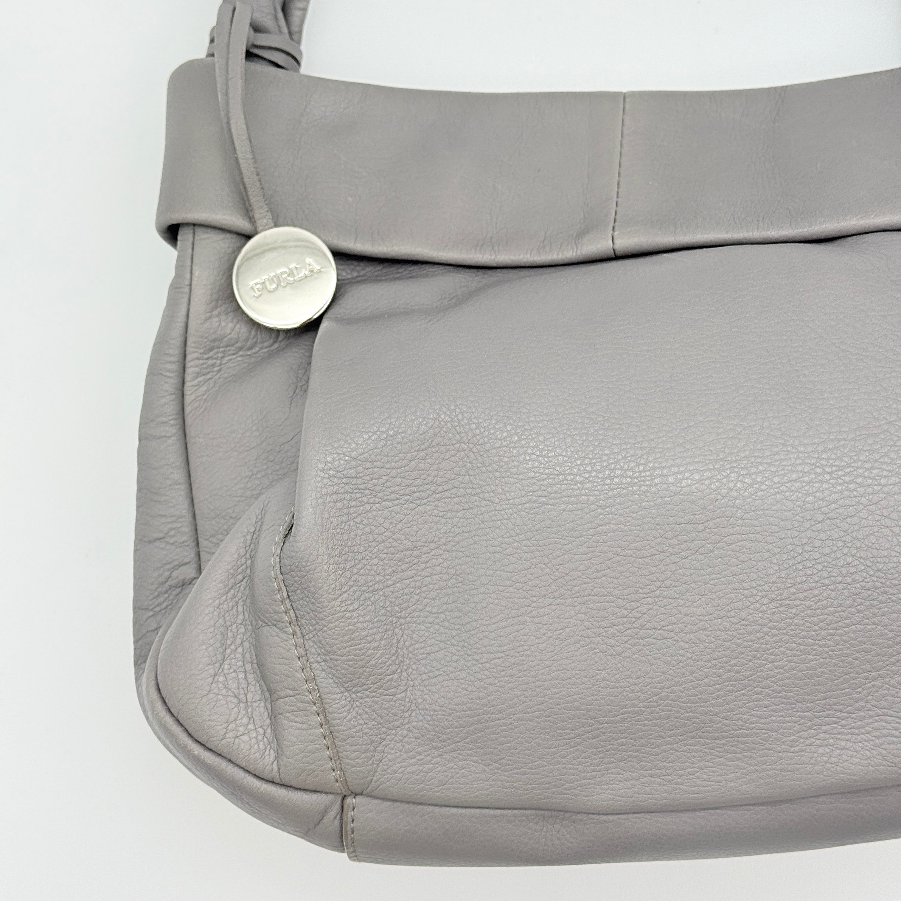Furla Knotted Leather Shoulder Bag Grey