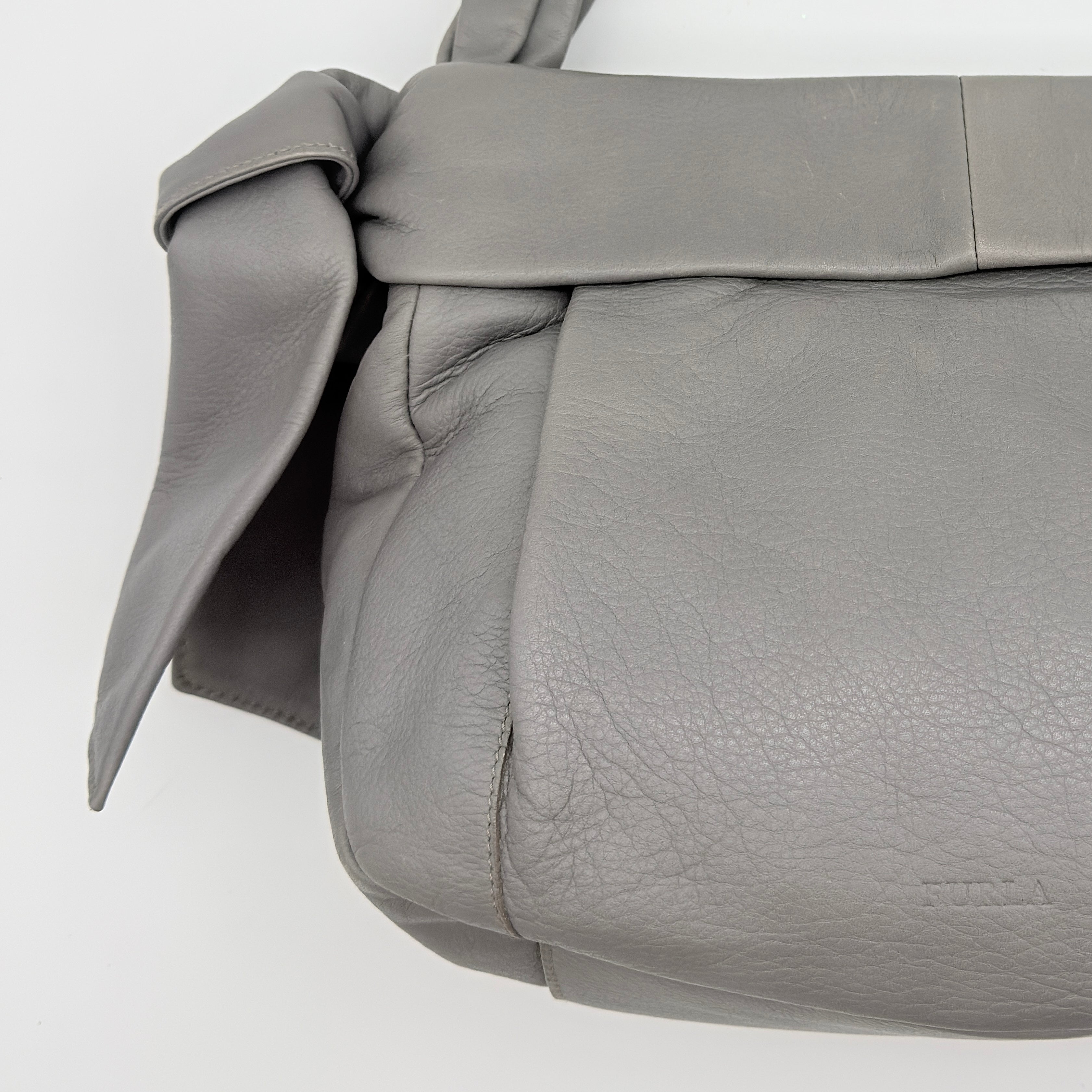 Furla Knotted Leather Shoulder Bag Grey