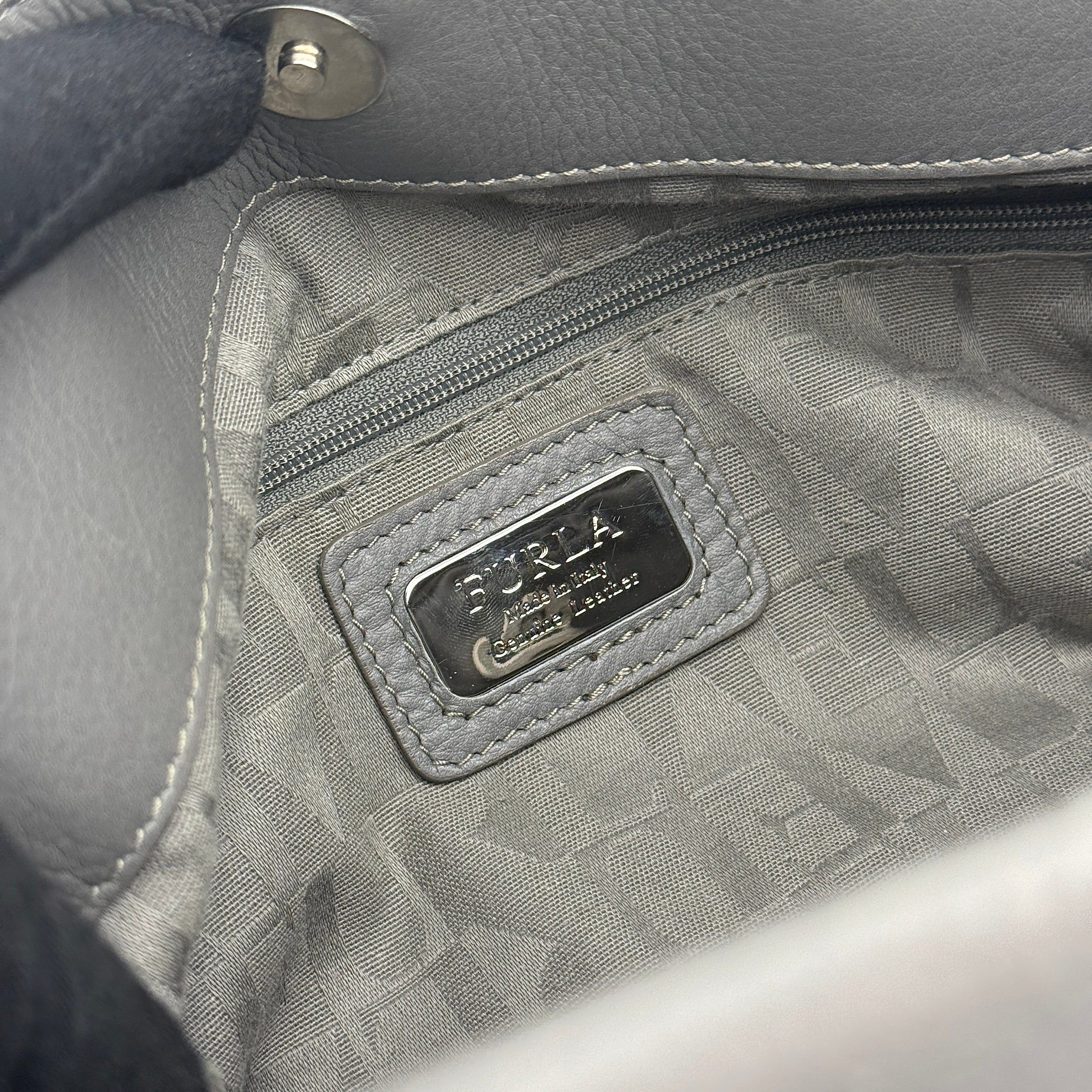 Furla Knotted Leather Shoulder Bag Grey