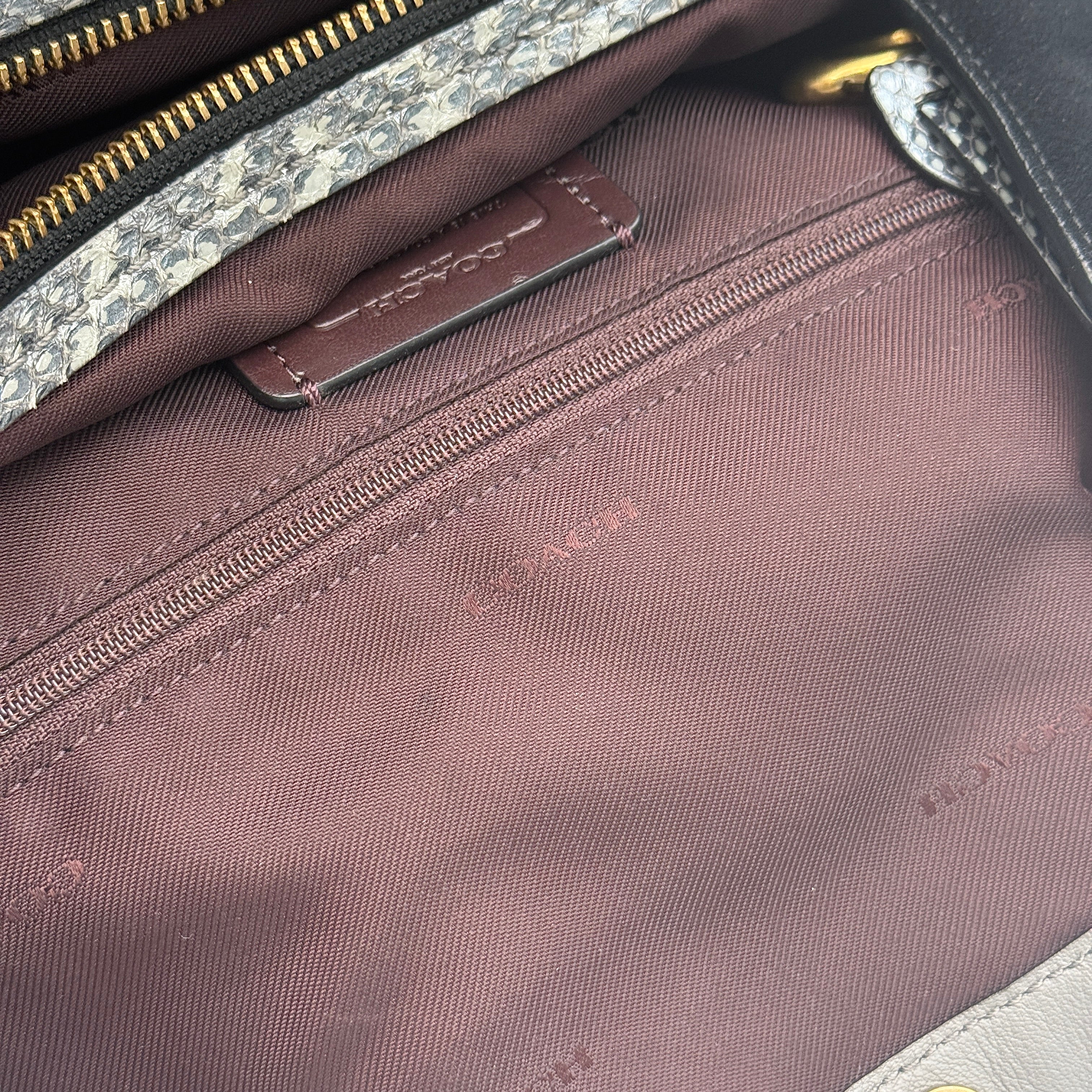 Coach Dalton 31 Snakeskin Colorblock Hobo Shoulder Bag Grey/Black