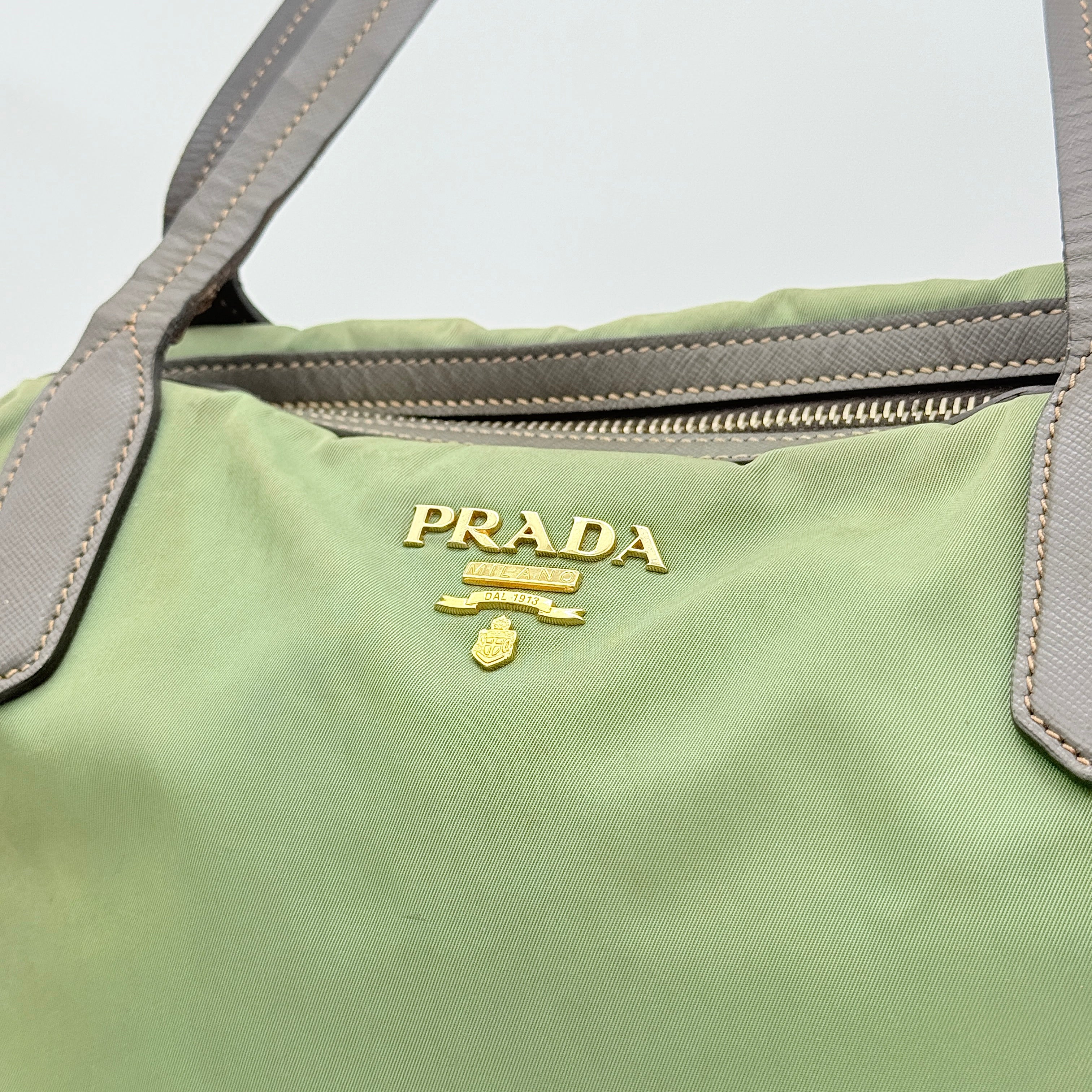 Prada 2Way Nylon Tote Bag Green