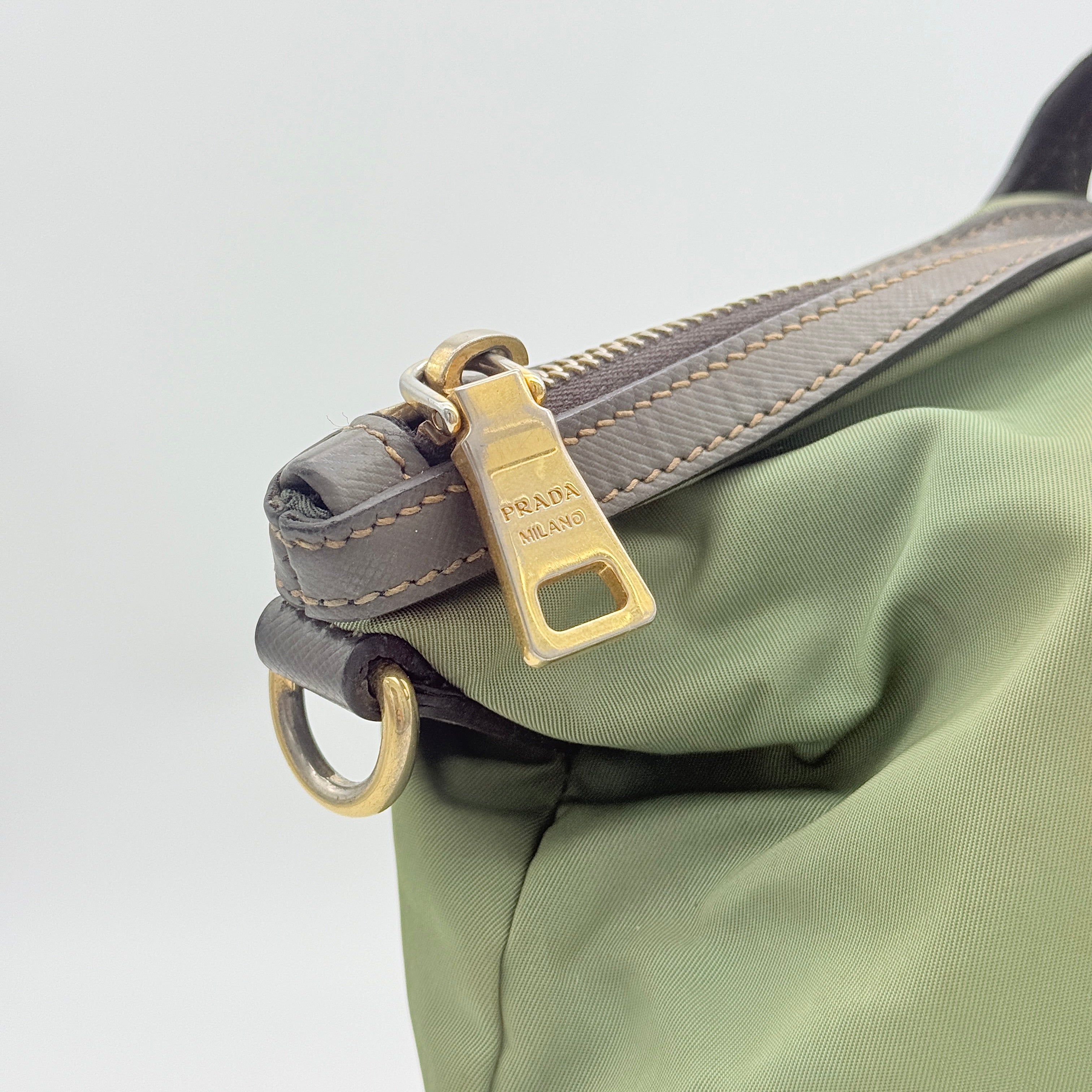 Prada 2Way Nylon Tote Bag Green