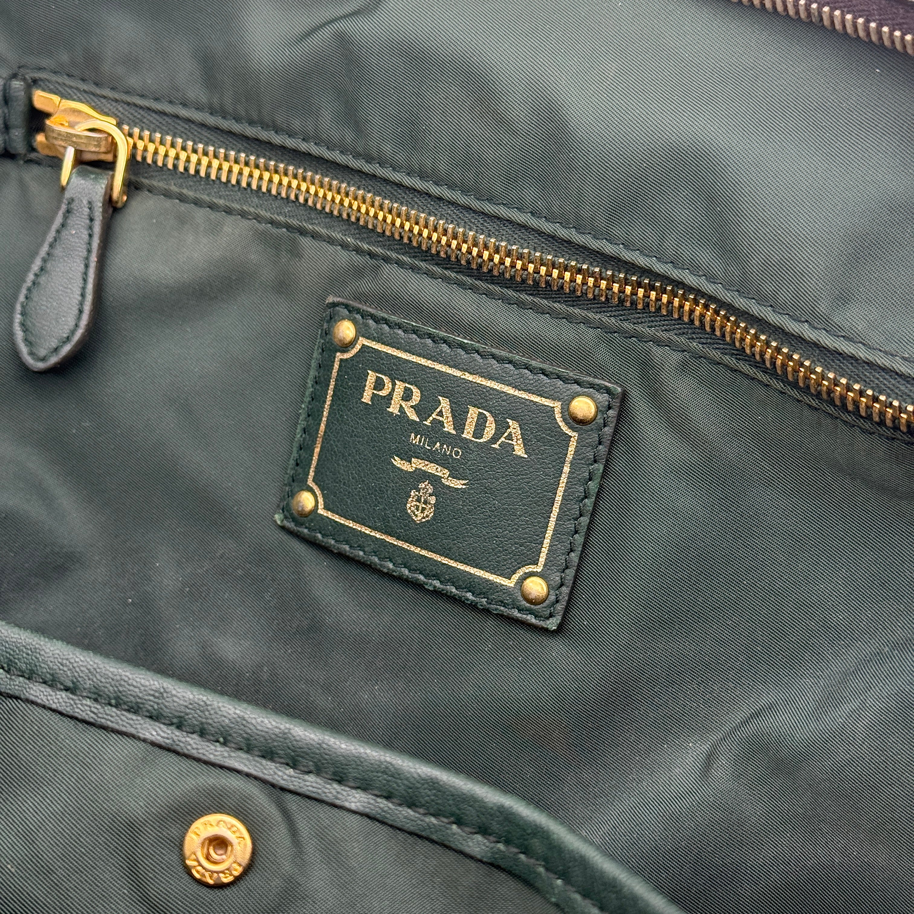 Prada 2Way Nylon Tote Bag Green