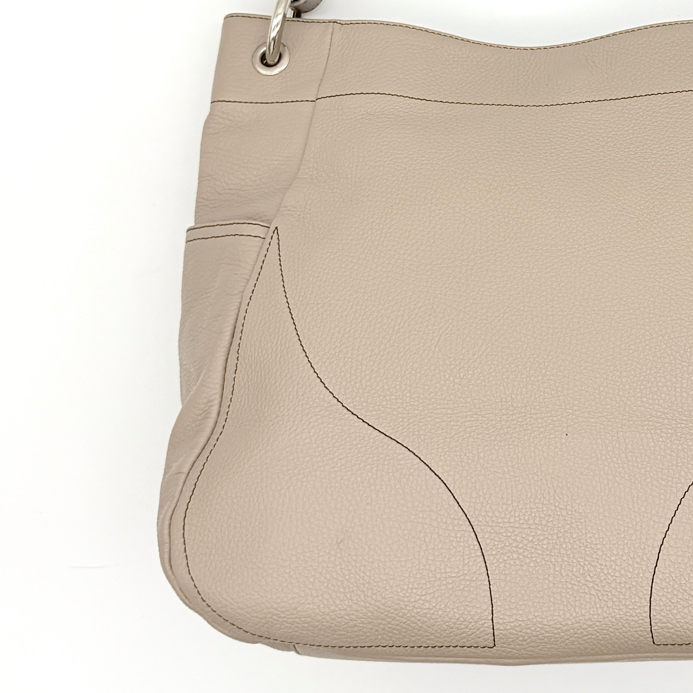 Furla Leather Hobo Shoulder Bag Beige