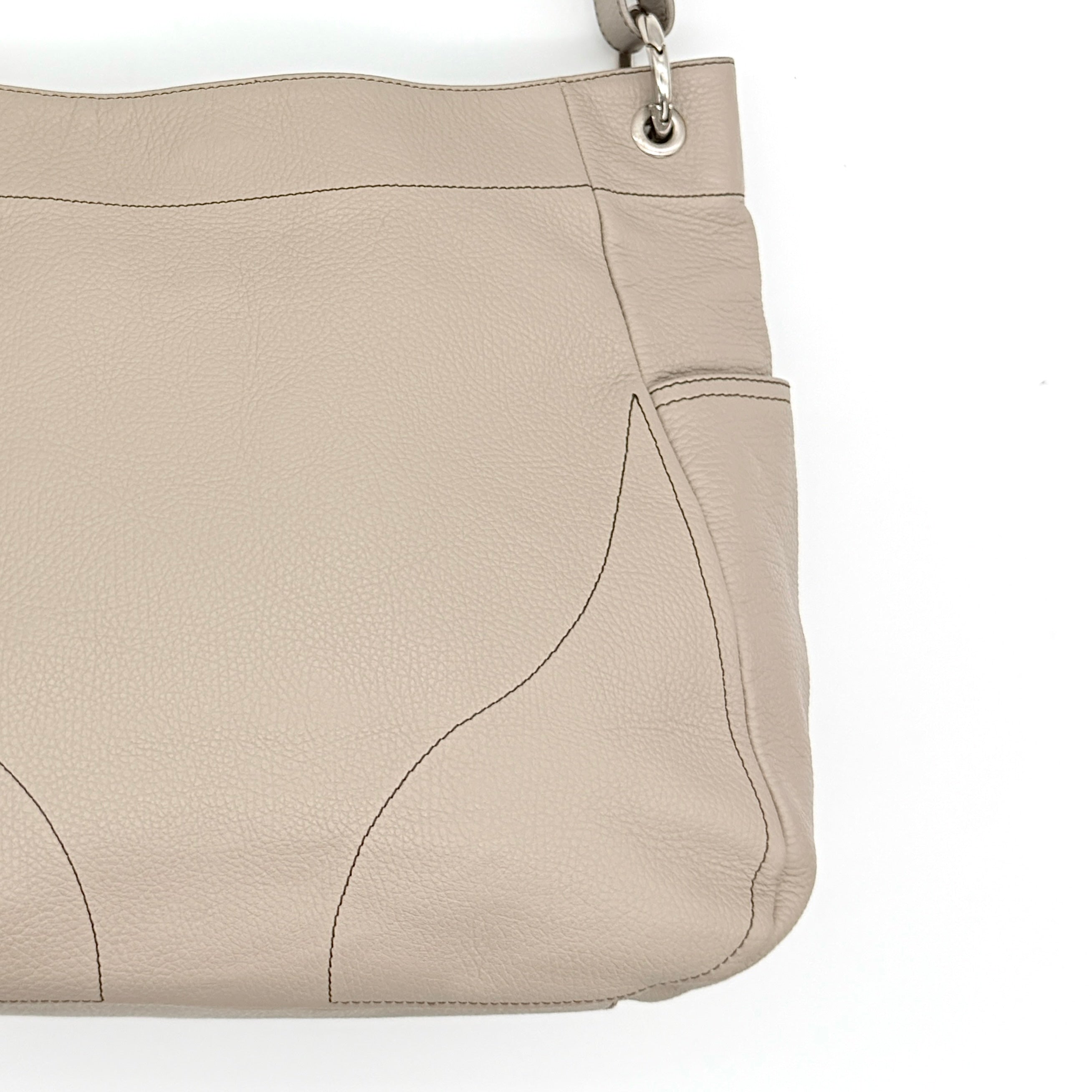 Furla Leather Hobo Shoulder Bag Beige
