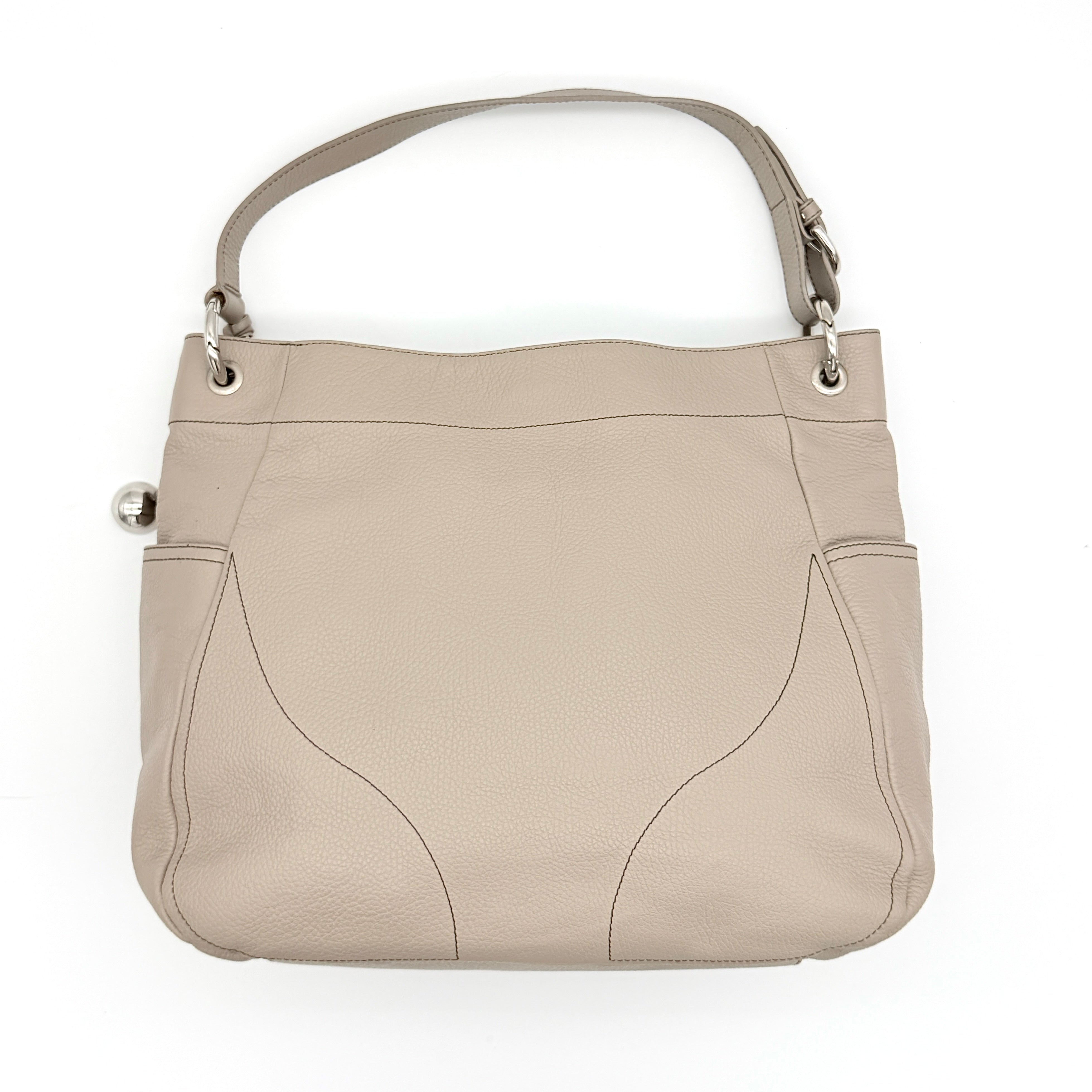 Furla Leather Hobo Shoulder Bag Beige