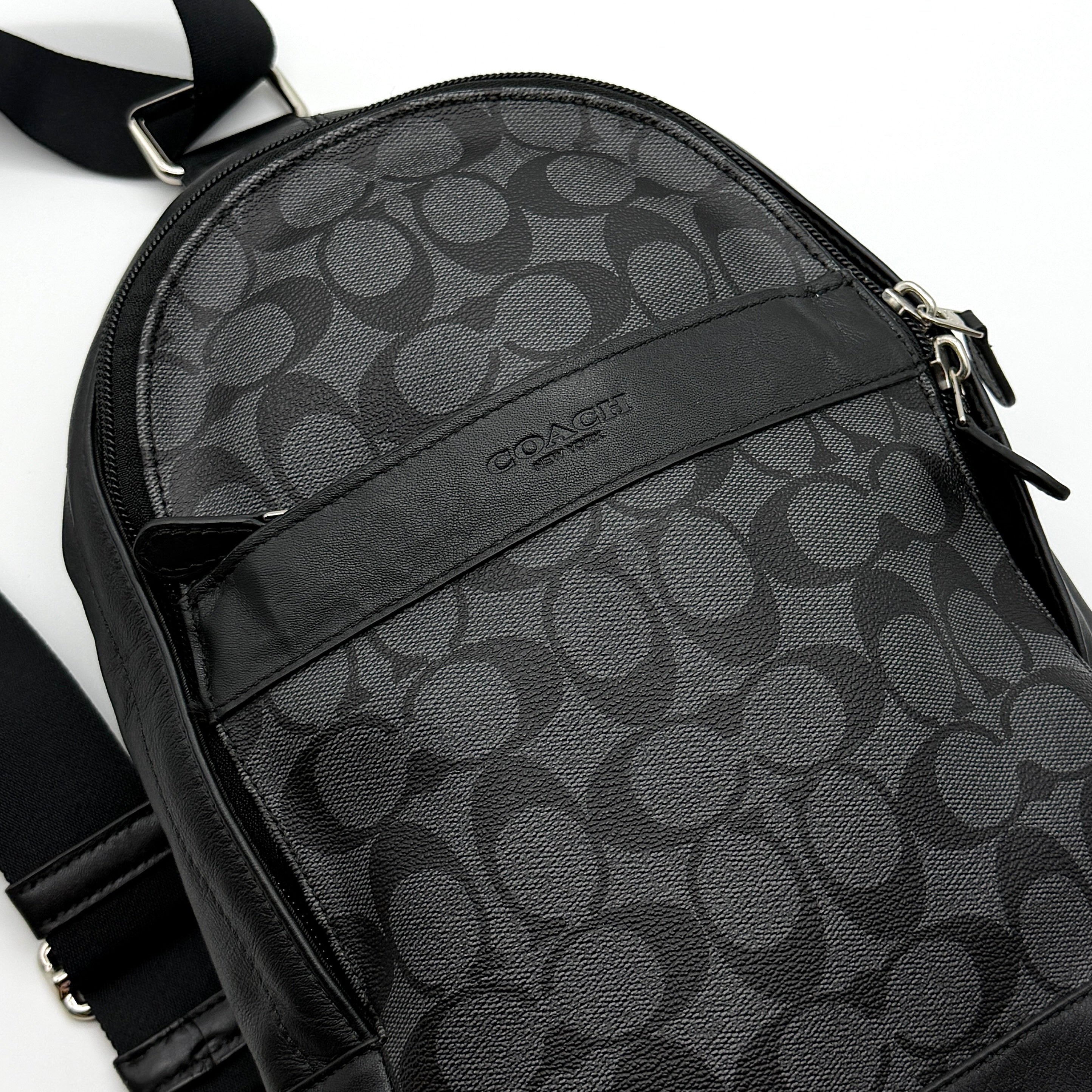 Coach Signature Charlie Crossbody Bag Black/Grey