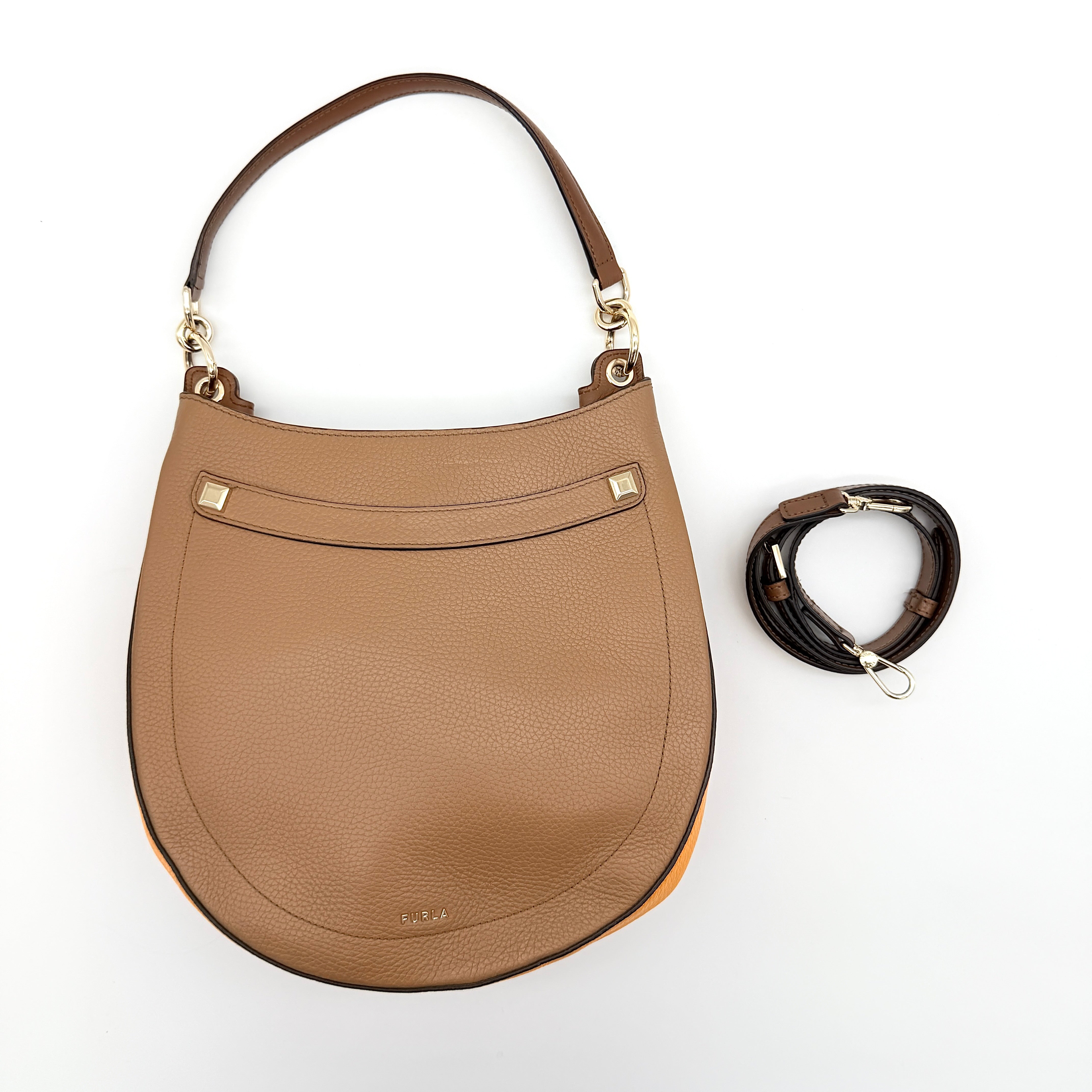 Furla 2Way Afrodite Hobo Shoulder Bag Brown