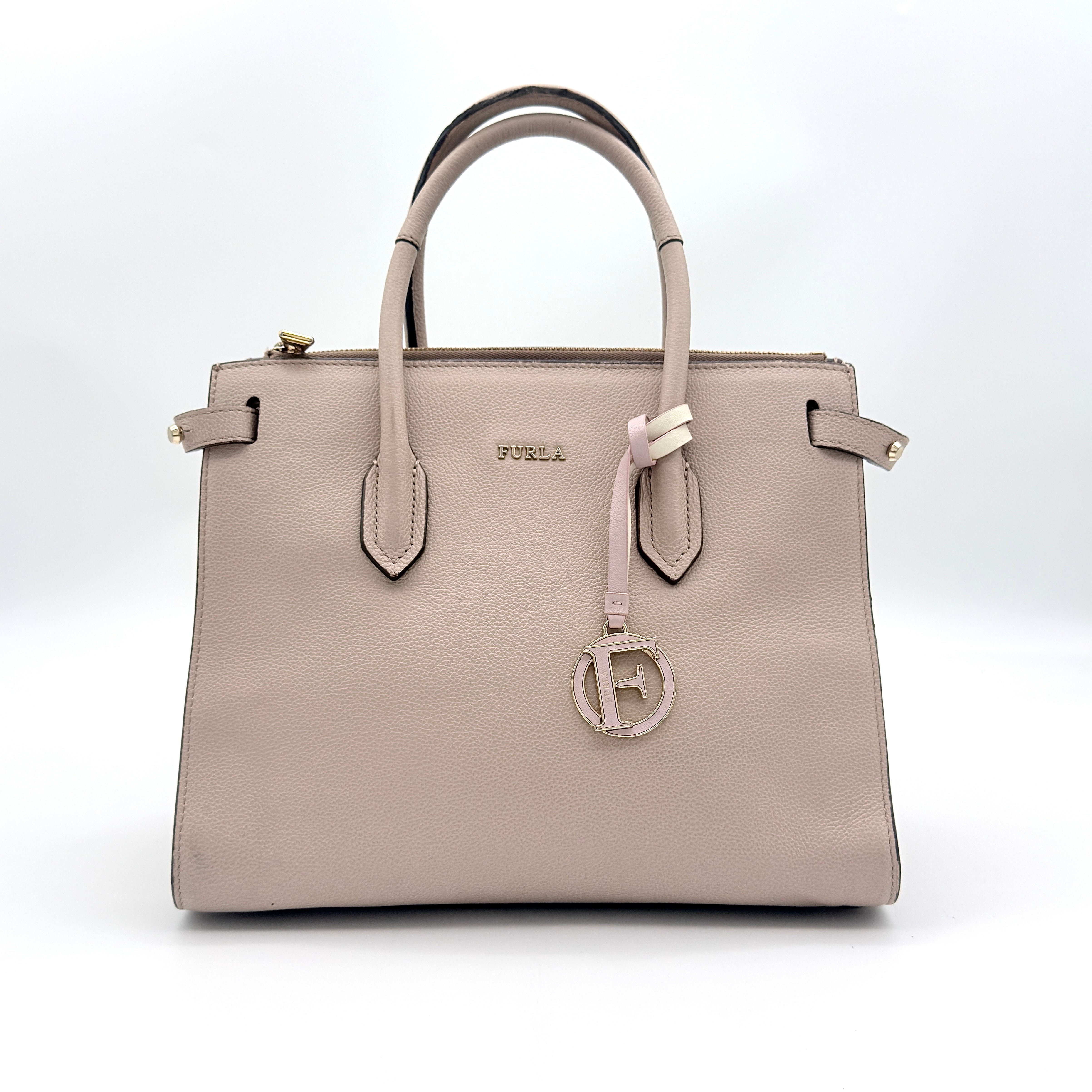 Furla 2Way Pin Leather Handbag Beige